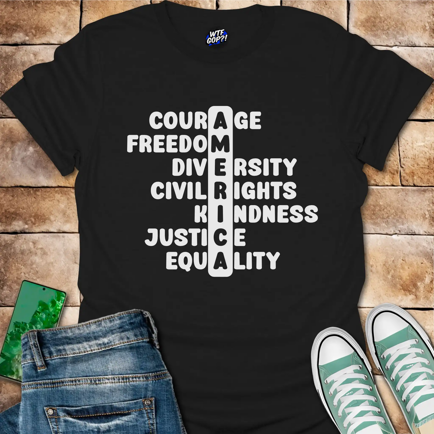 America Acronym T-Shirt - Courage, Freedom, Diversity Tee