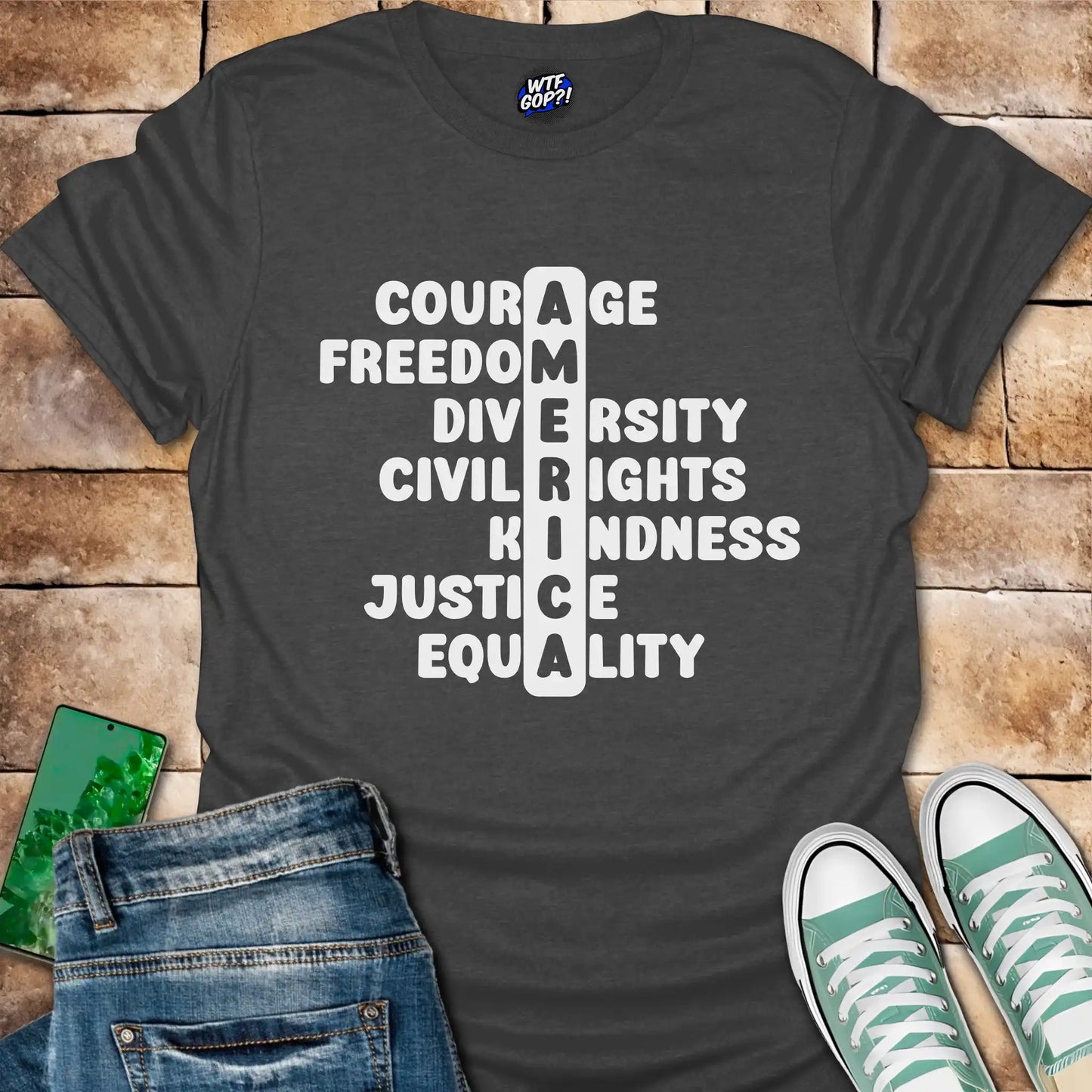 America Acronym T-Shirt - Courage, Freedom, Diversity Tee