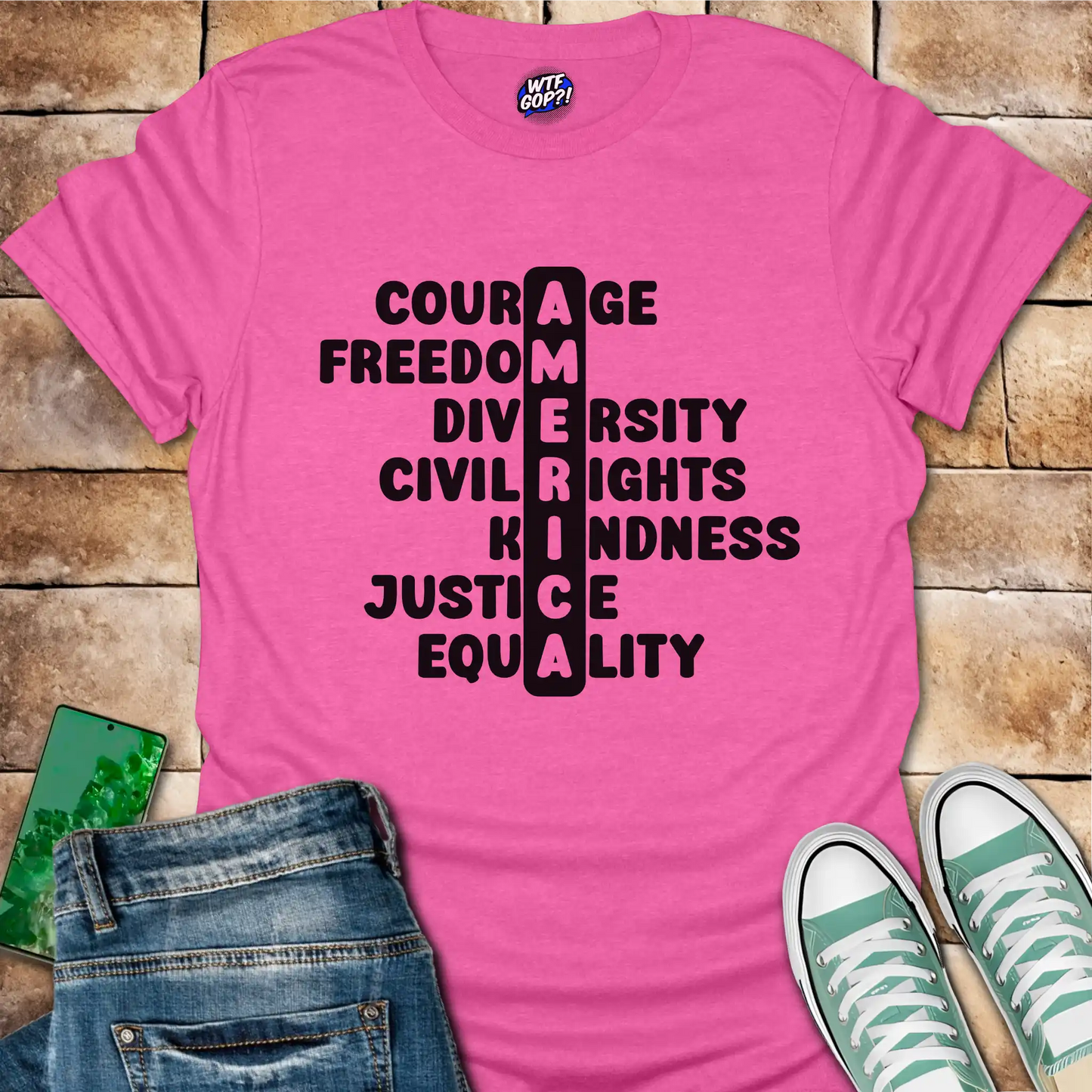 America Acronym T-Shirt - Courage, Freedom, Diversity Tee
