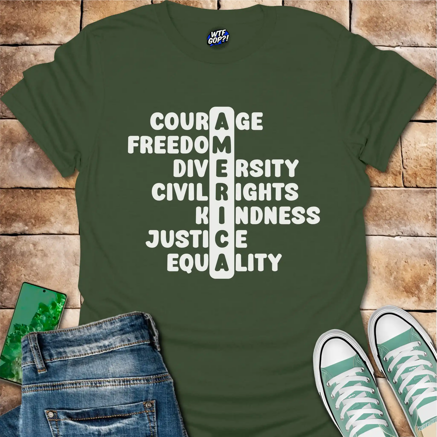 America Acronym T-Shirt - Courage, Freedom, Diversity Tee