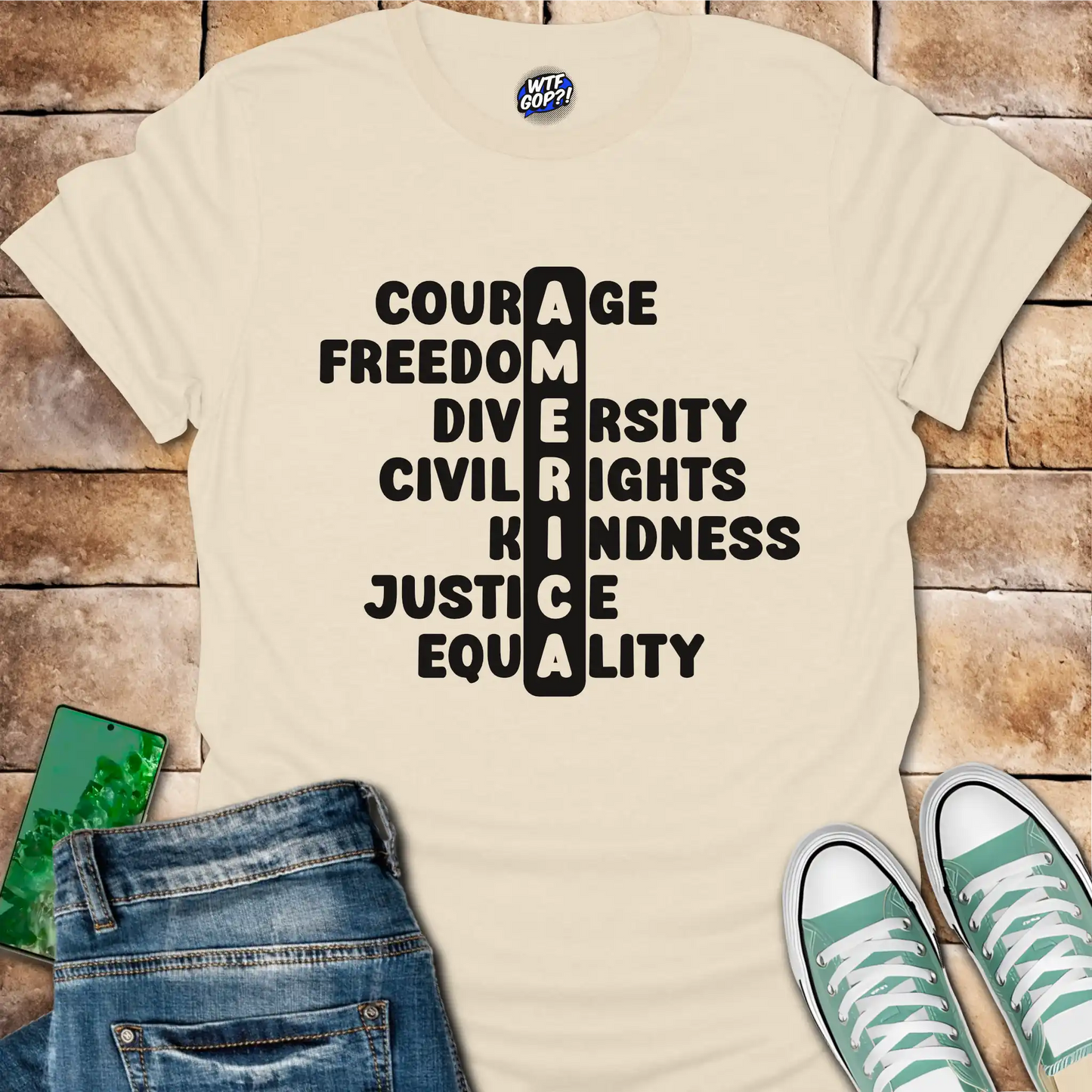 America Acronym T-Shirt - Courage, Freedom, Diversity Tee