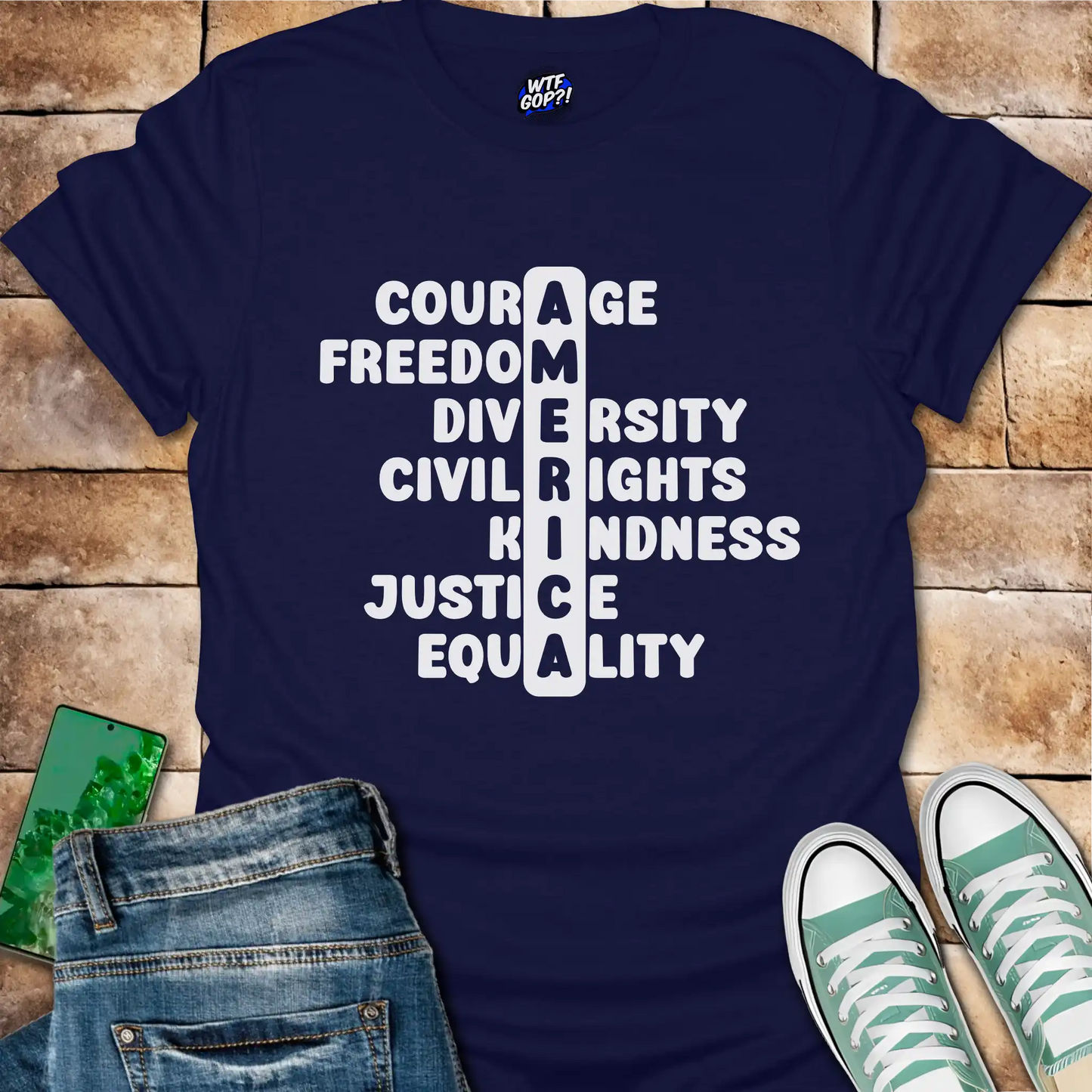 America Acronym T-Shirt - Courage, Freedom, Diversity Tee