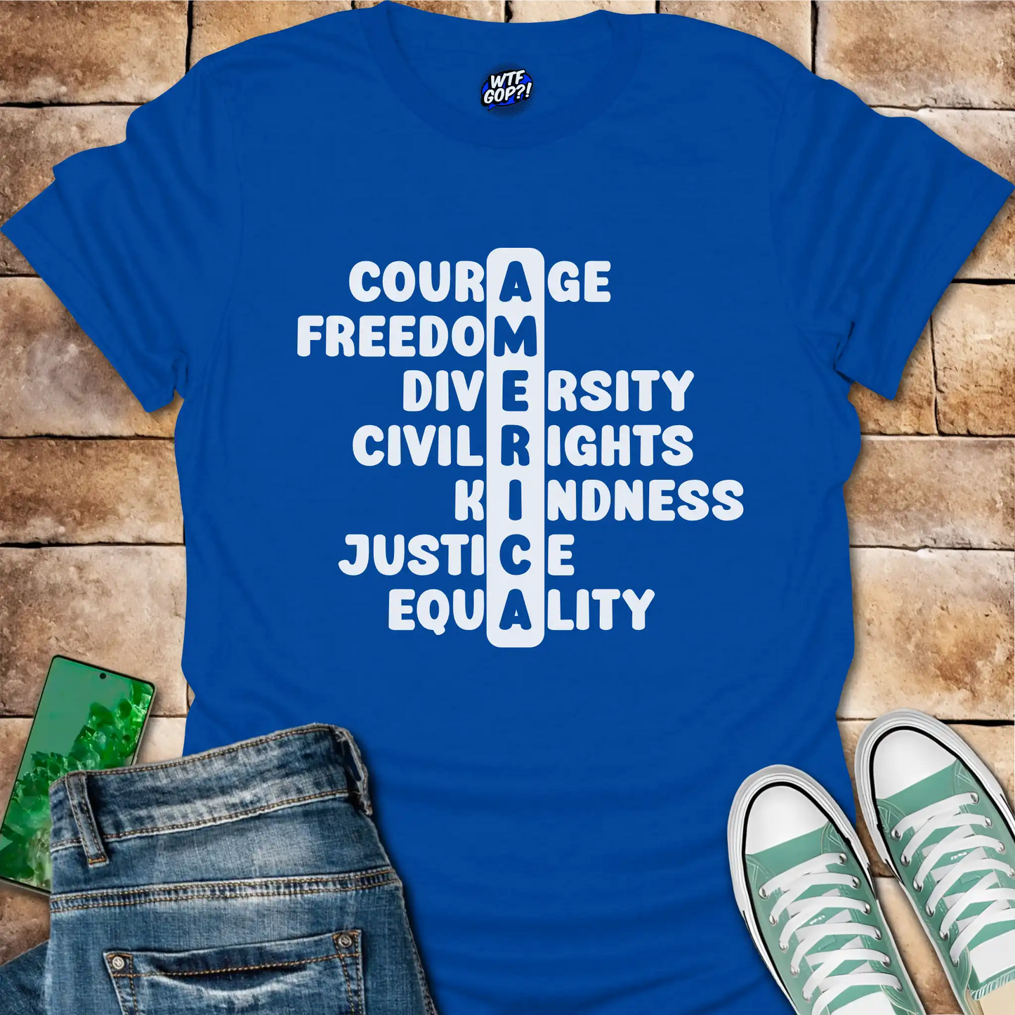 America Acronym T-Shirt - Courage, Freedom, Diversity Tee