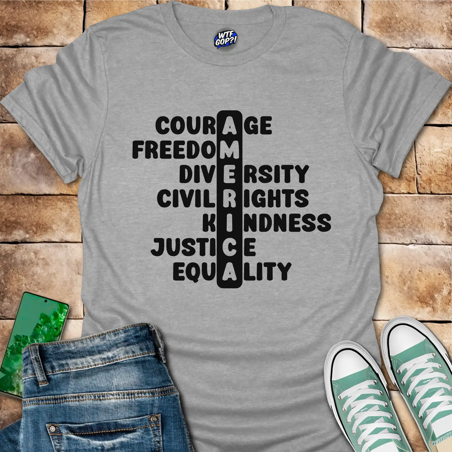 America Acronym T-Shirt - Courage, Freedom, Diversity Tee