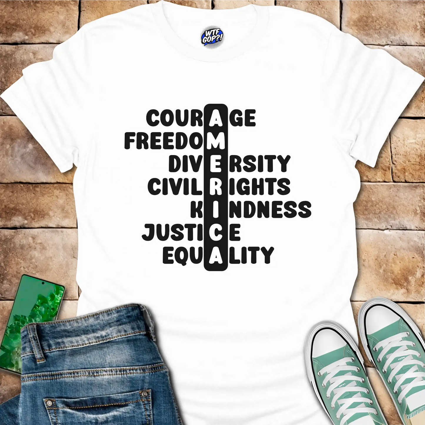 America Acronym T-Shirt - Courage, Freedom, Diversity Tee