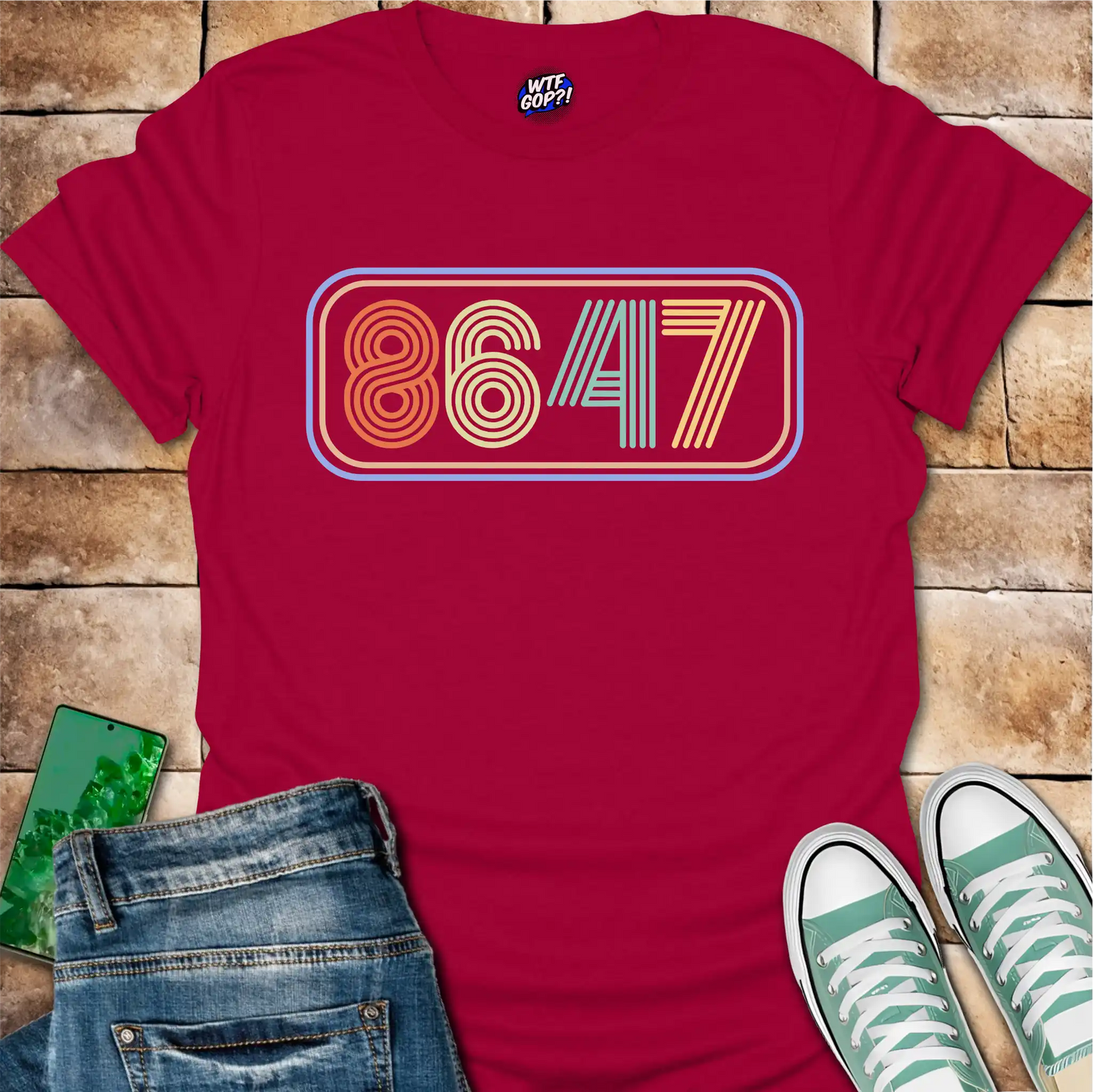 8647 Neon T-Shirt - Retro Anti-Trump, Subtle Political Tee