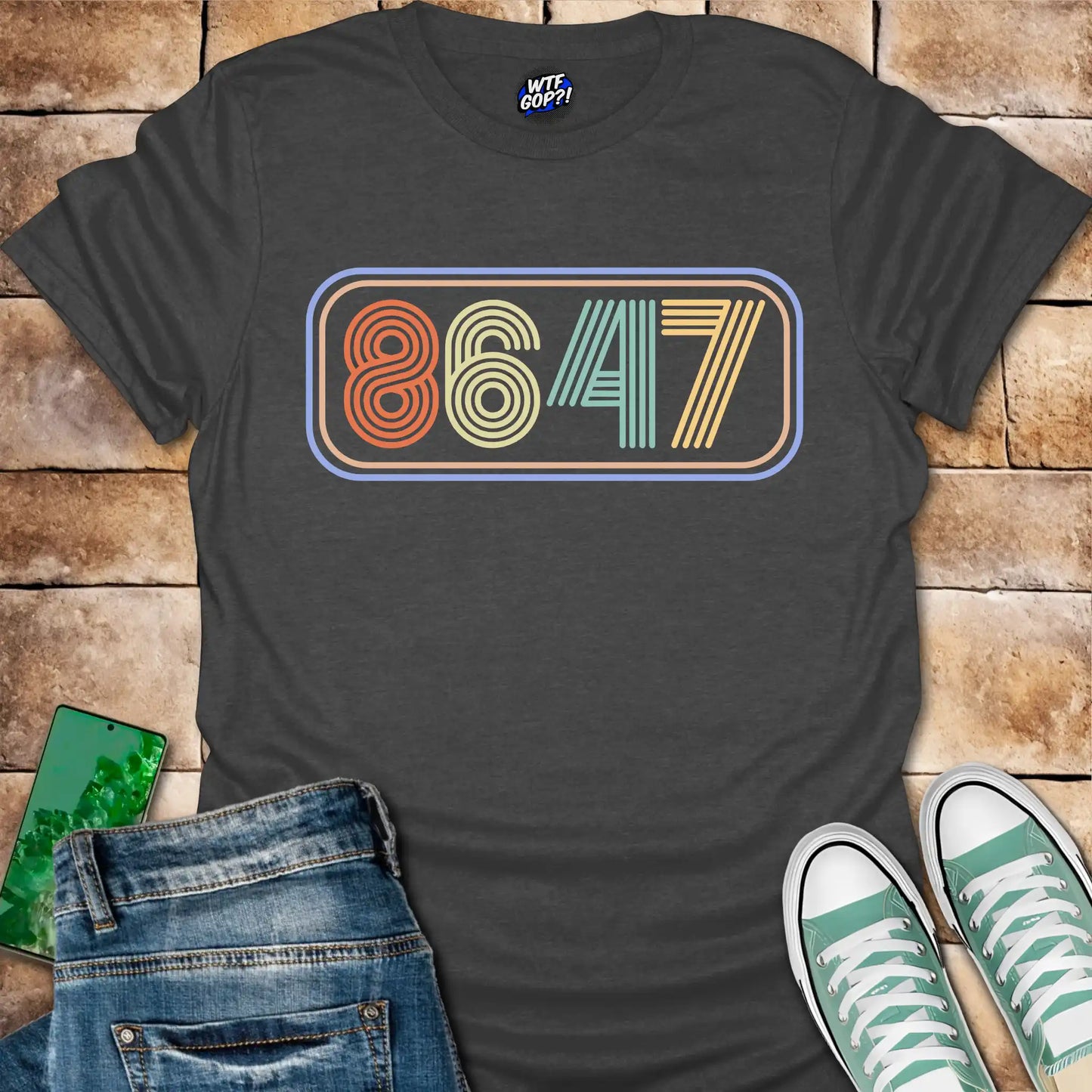 8647 Neon T-Shirt - Retro Anti-Trump, Subtle Political Tee