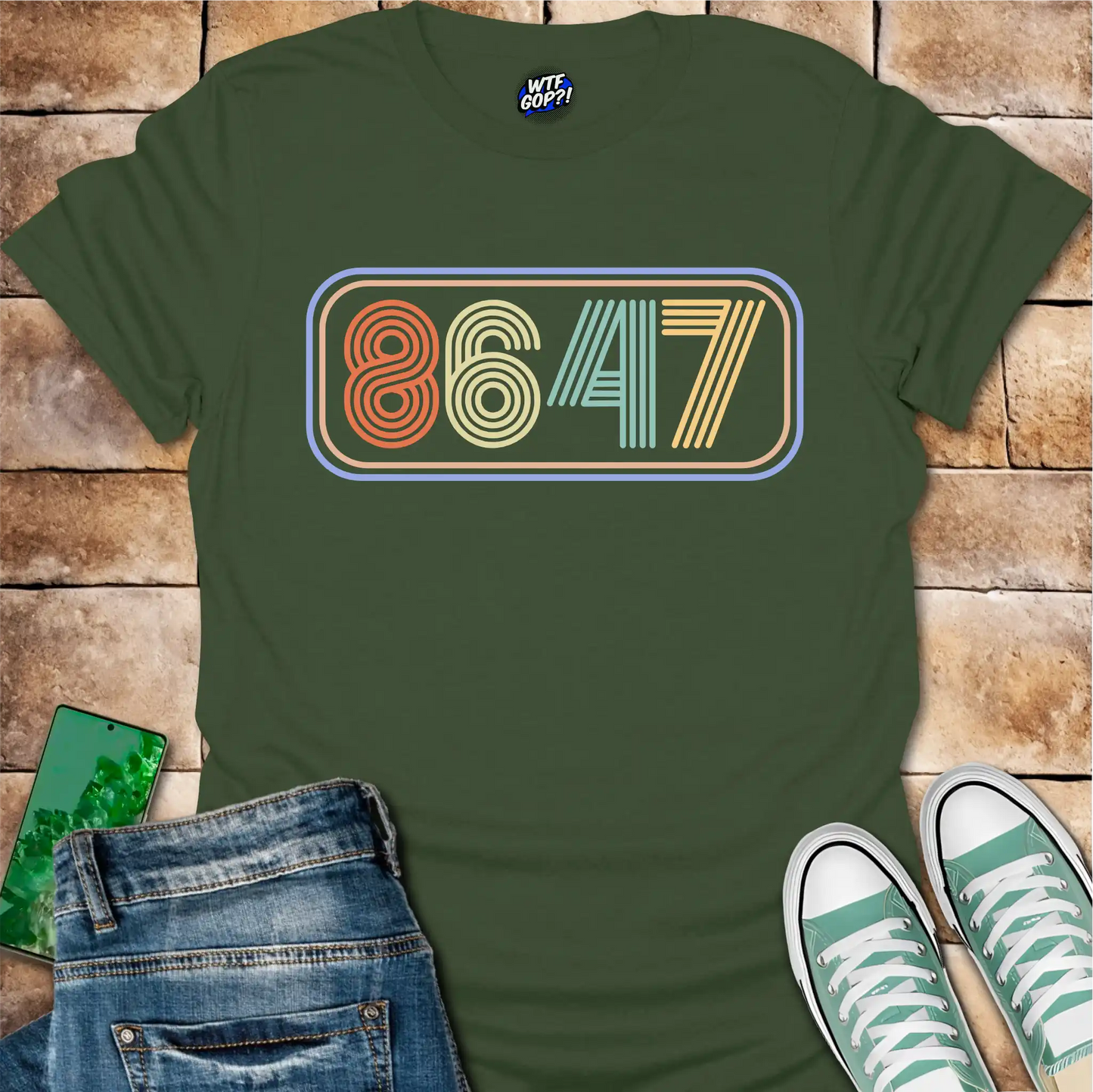 8647 Neon T-Shirt - Retro Anti-Trump, Subtle Political Tee