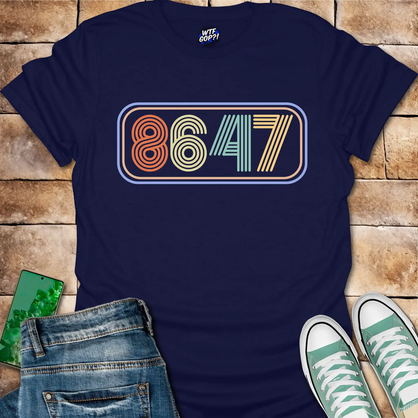 8647 Neon T-Shirt - Retro Anti-Trump, Subtle Political Tee
