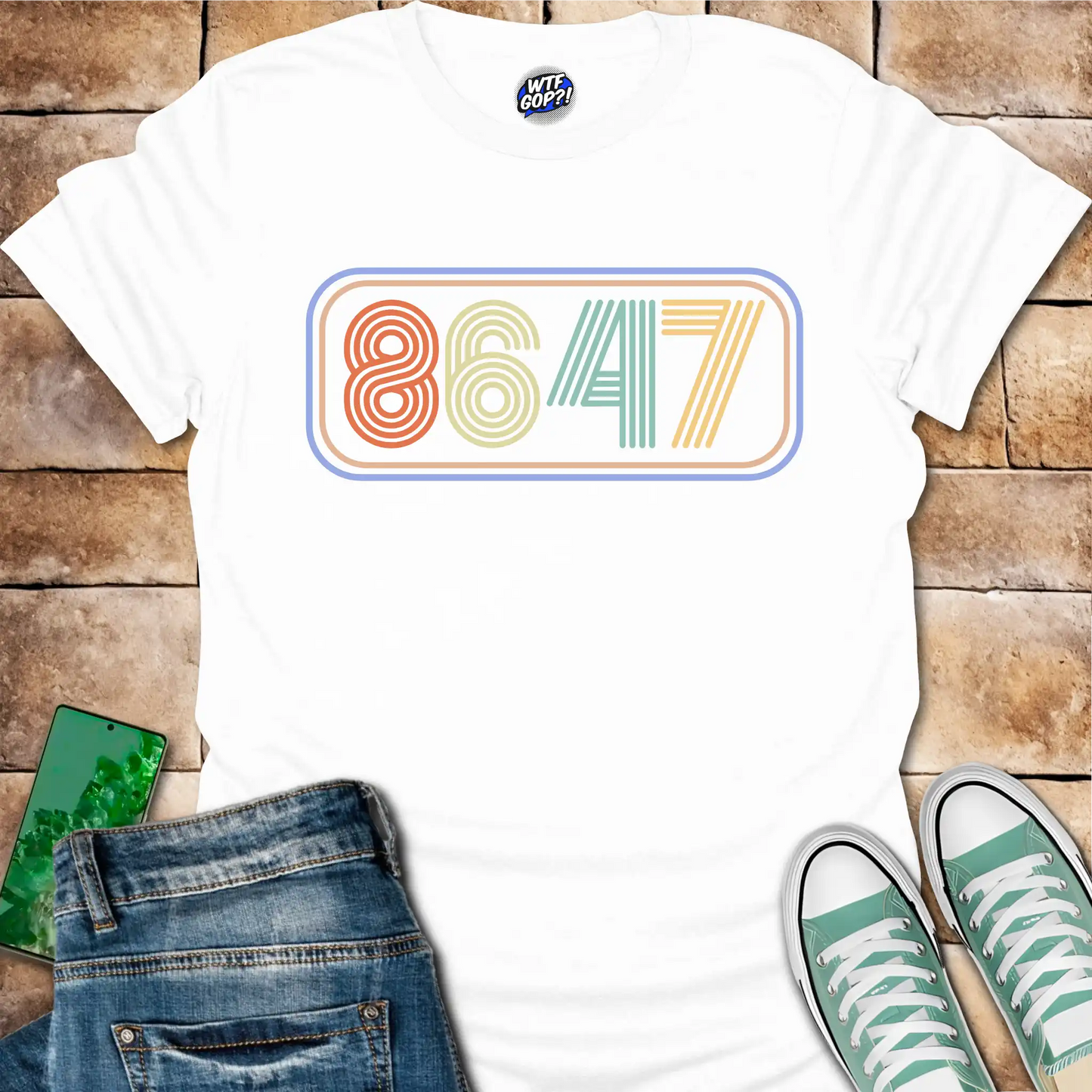 8647 Neon T-Shirt - Retro Anti-Trump, Subtle Political Tee