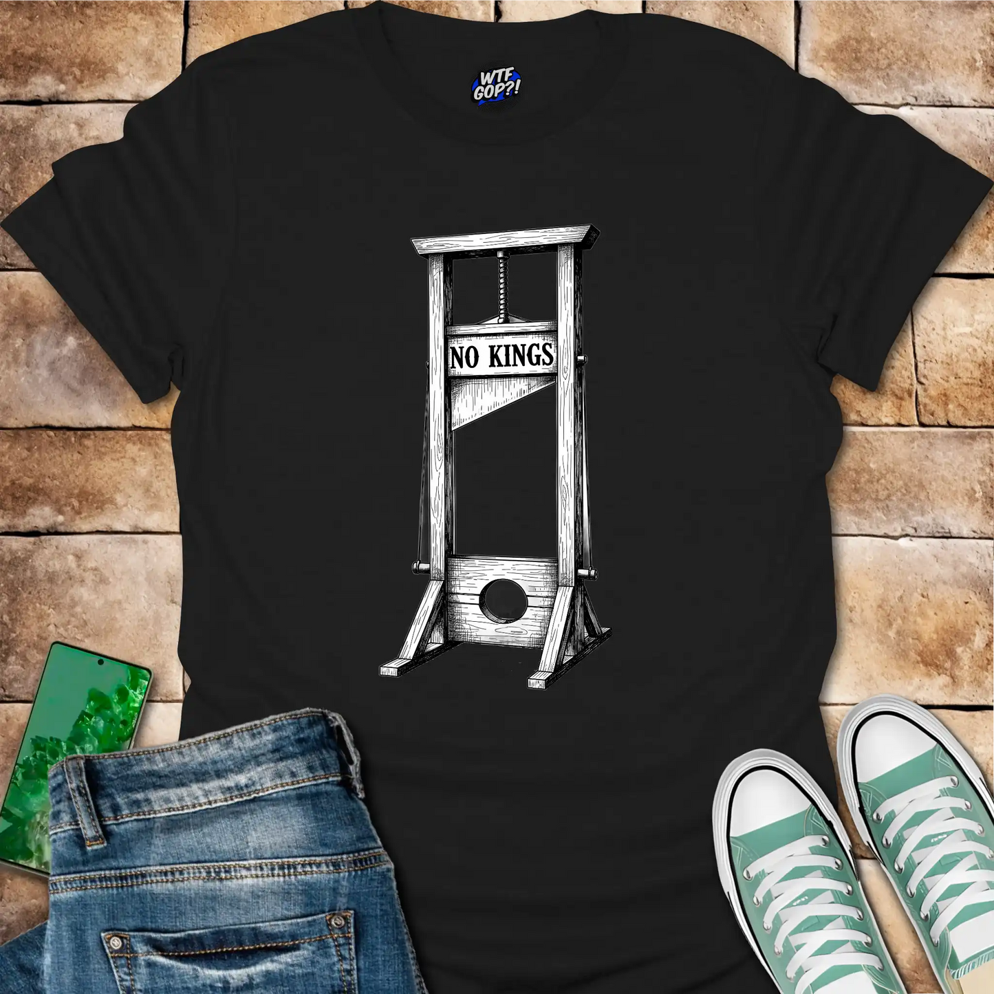 No Kings Guillotine T-Shirt - Anti-Trump, Tyranny Protest Tee