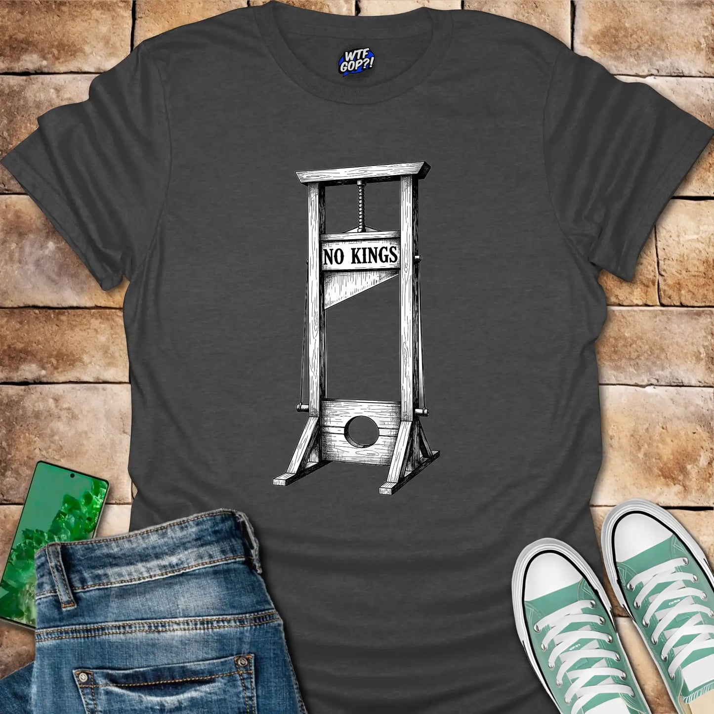 No Kings Guillotine T-Shirt - Anti-Trump, Tyranny Protest Tee