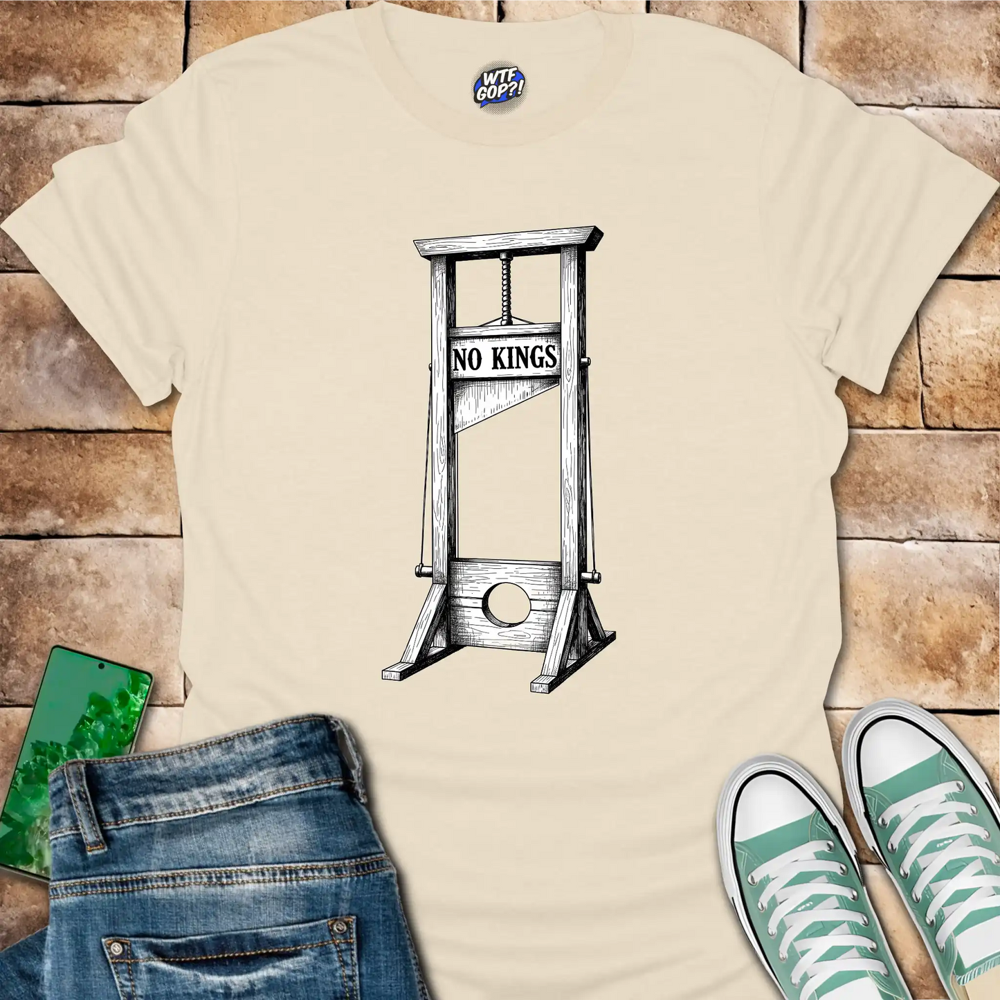 No Kings Guillotine T-Shirt - Anti-Trump, Tyranny Protest Tee