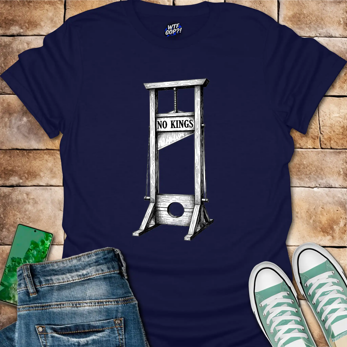 No Kings Guillotine T-Shirt - Anti-Trump, Tyranny Protest Tee