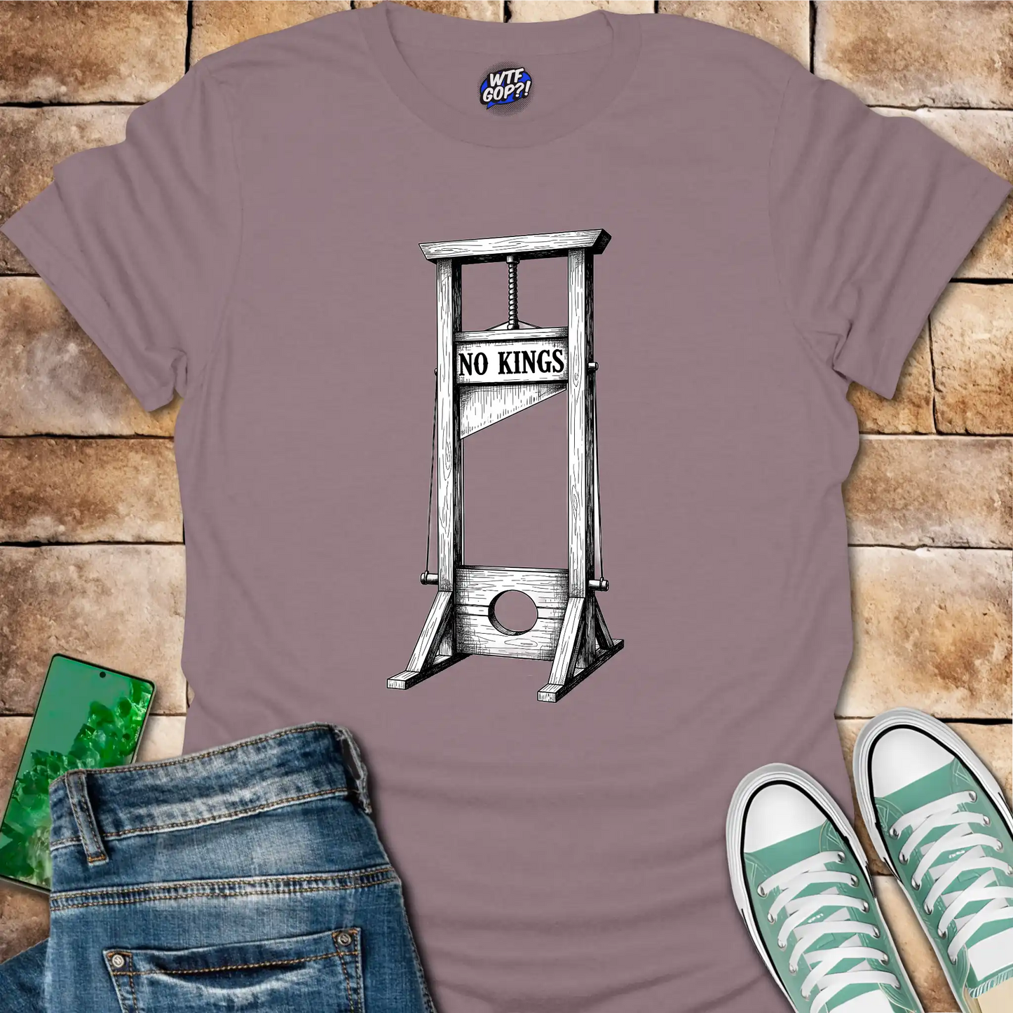 No Kings Guillotine T-Shirt - Anti-Trump, Tyranny Protest Tee