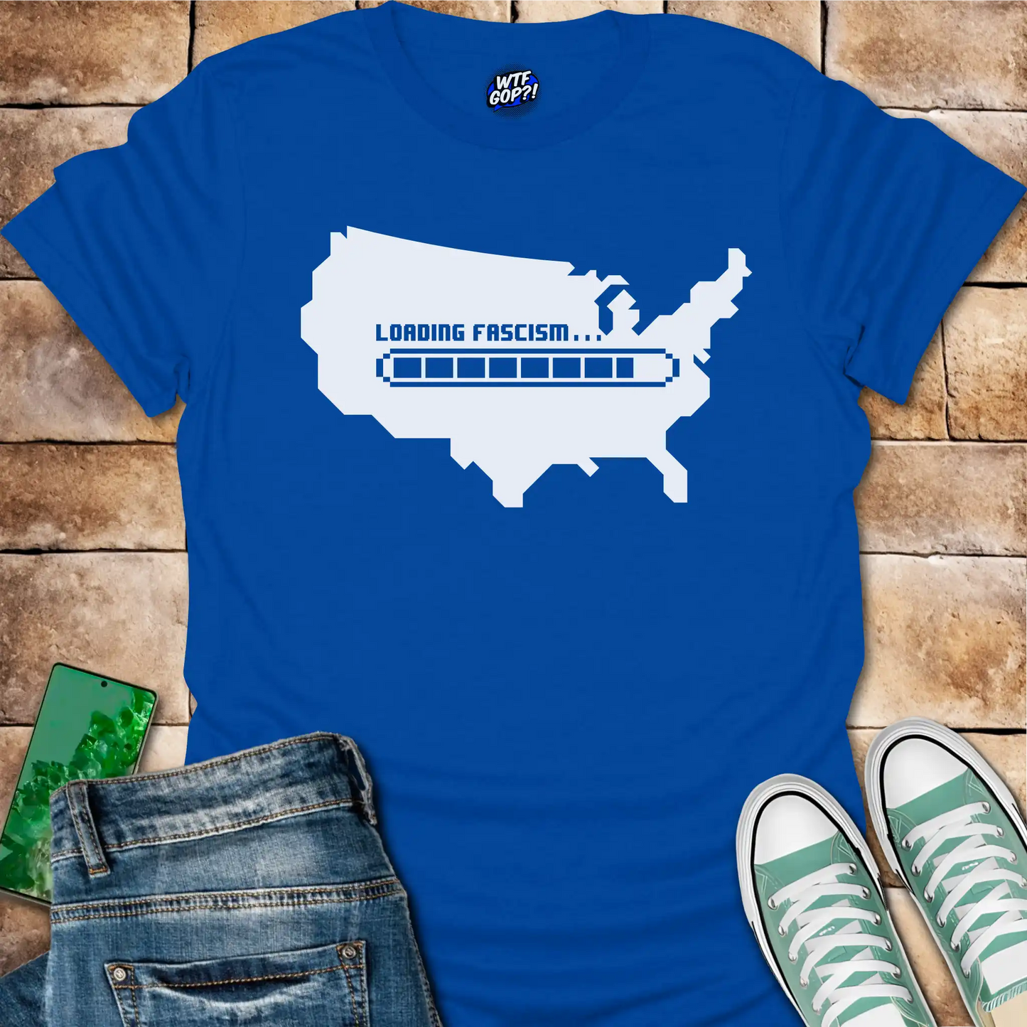 Loading Fascism Warning T-Shirt - Anti-Trump Political Alarm