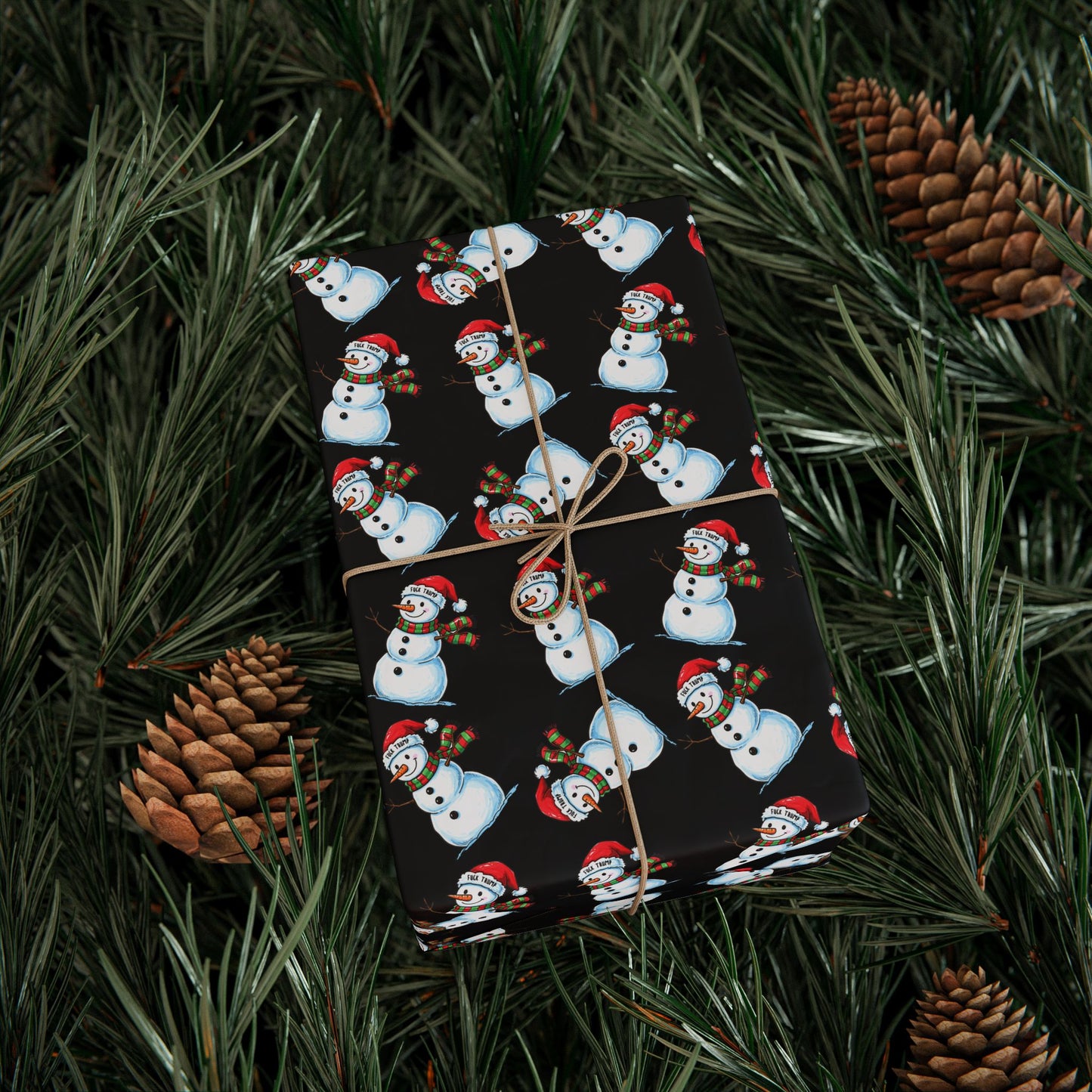 Subtle F*ck Trump Snowman Christmas Wrapping Paper
