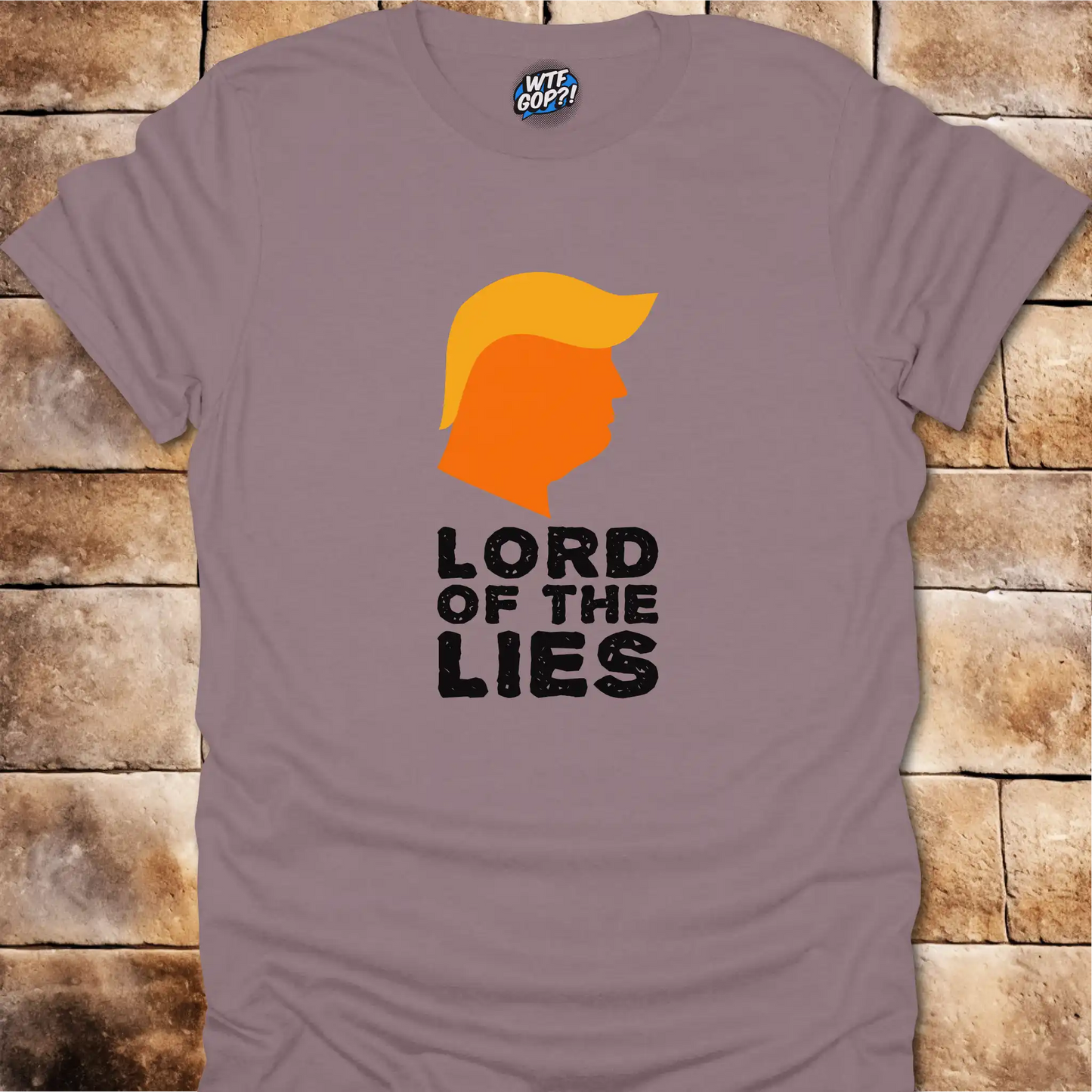 Paragon Lord of the Lies Trump Shirt: A caricature of Donald Trump's silhouette above the phrase 'Lord of the Lies'.