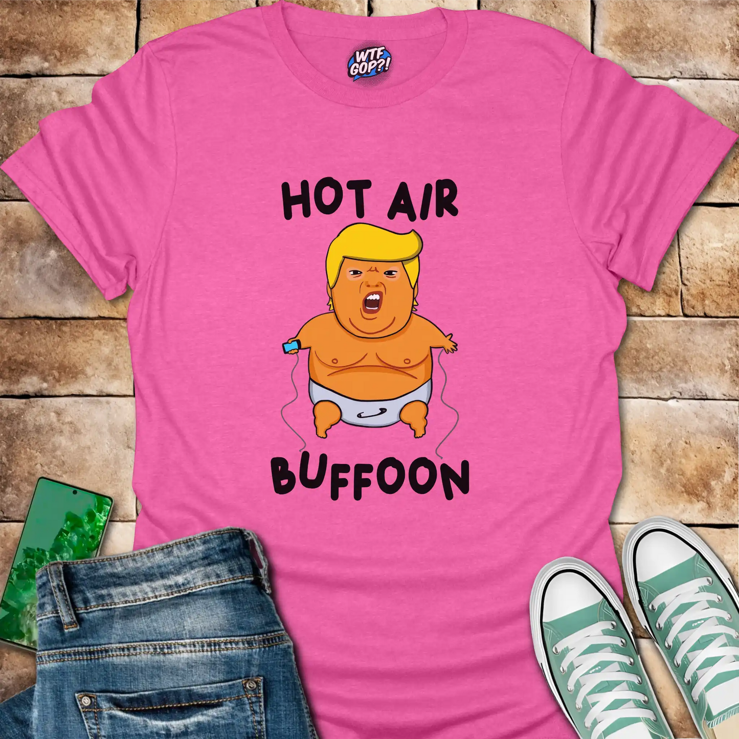 Pink Baby Balloon t-shirt with hot air buffoon graphic