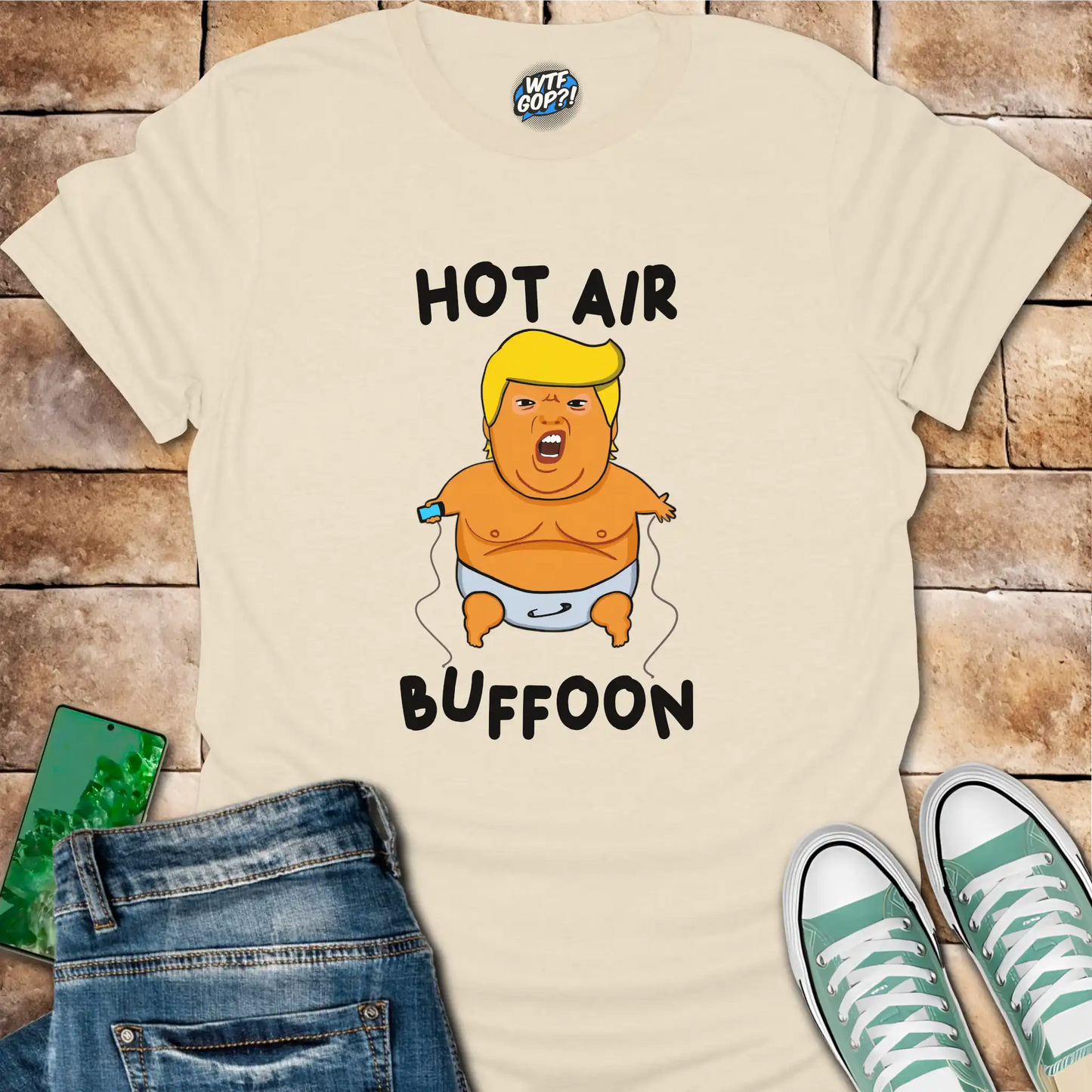 Natural Baby Balloon t-shirt with hot air buffoon graphic