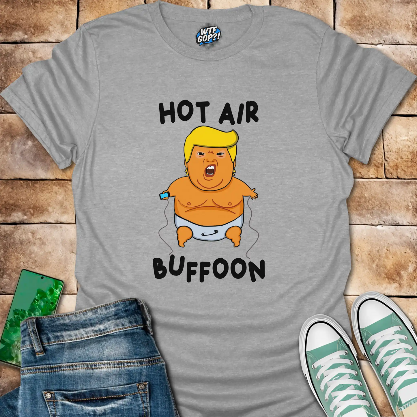 Sport Grey Baby Balloon t-shirt with hot air buffoon graphic
