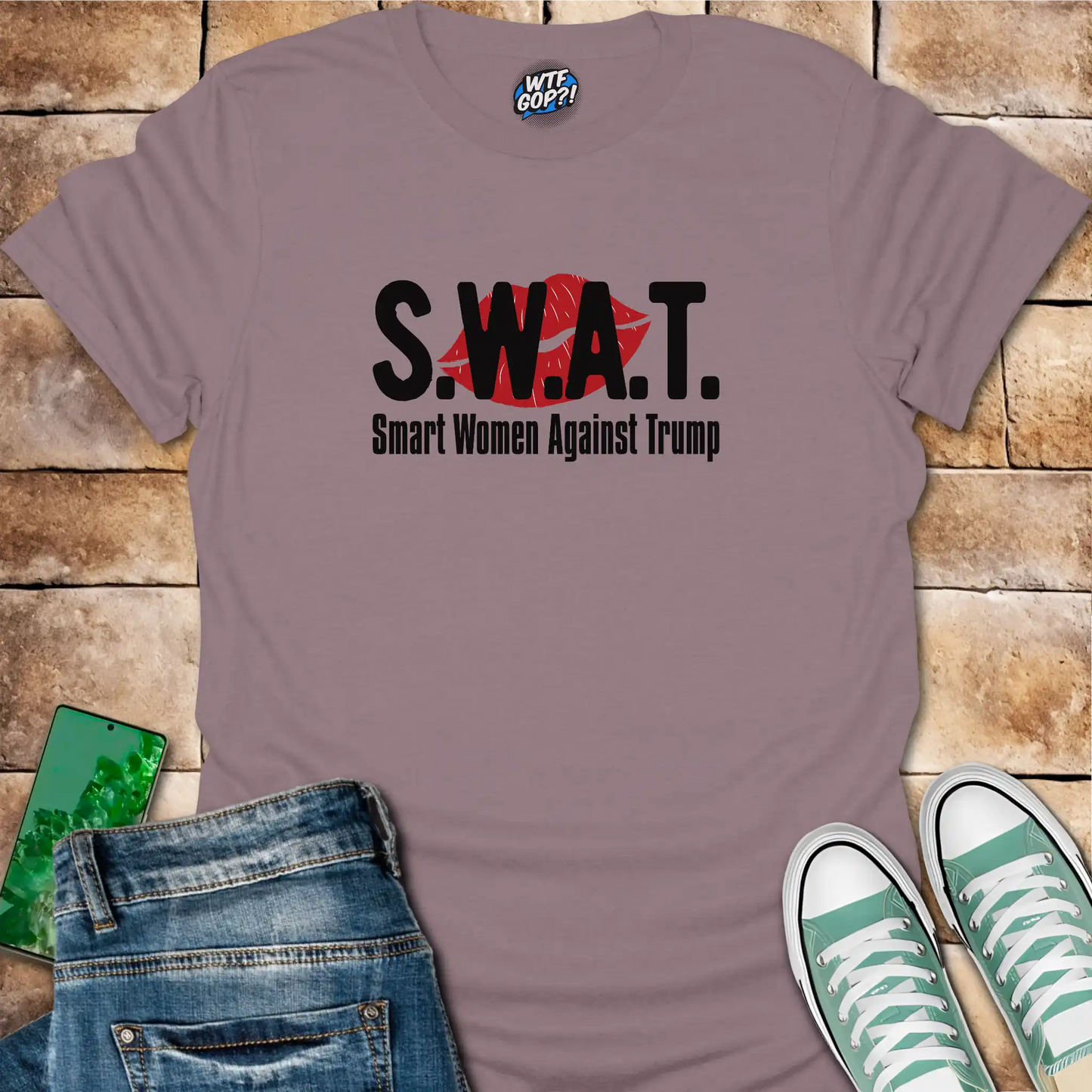 Paragon SWAT Anti-Trump Shirt: The acronym 'SWAT' with the full phrase 'Smart Women Against Trump' below.