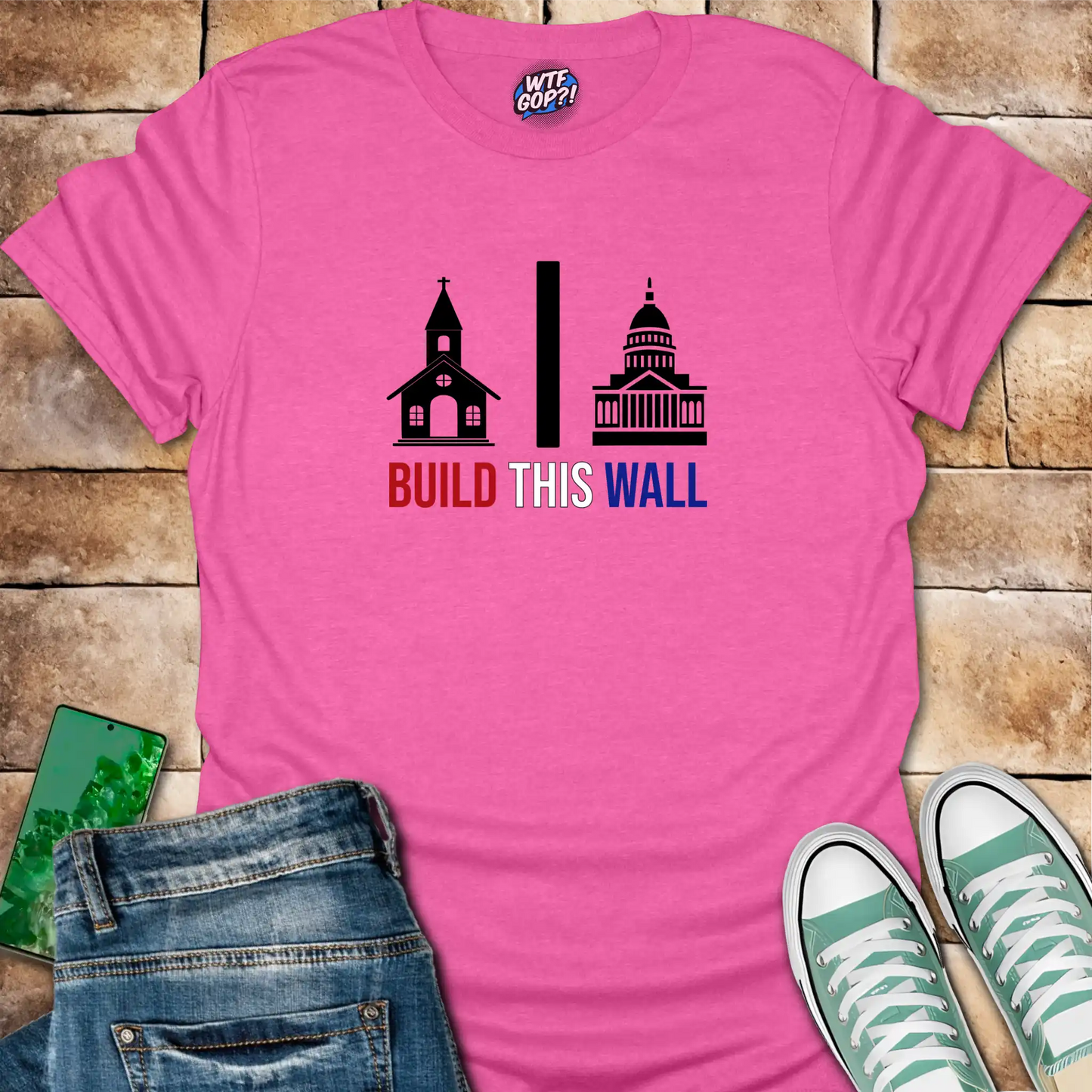 Build This Wall Church State Separation T-Shirt | Constitutional Tee
