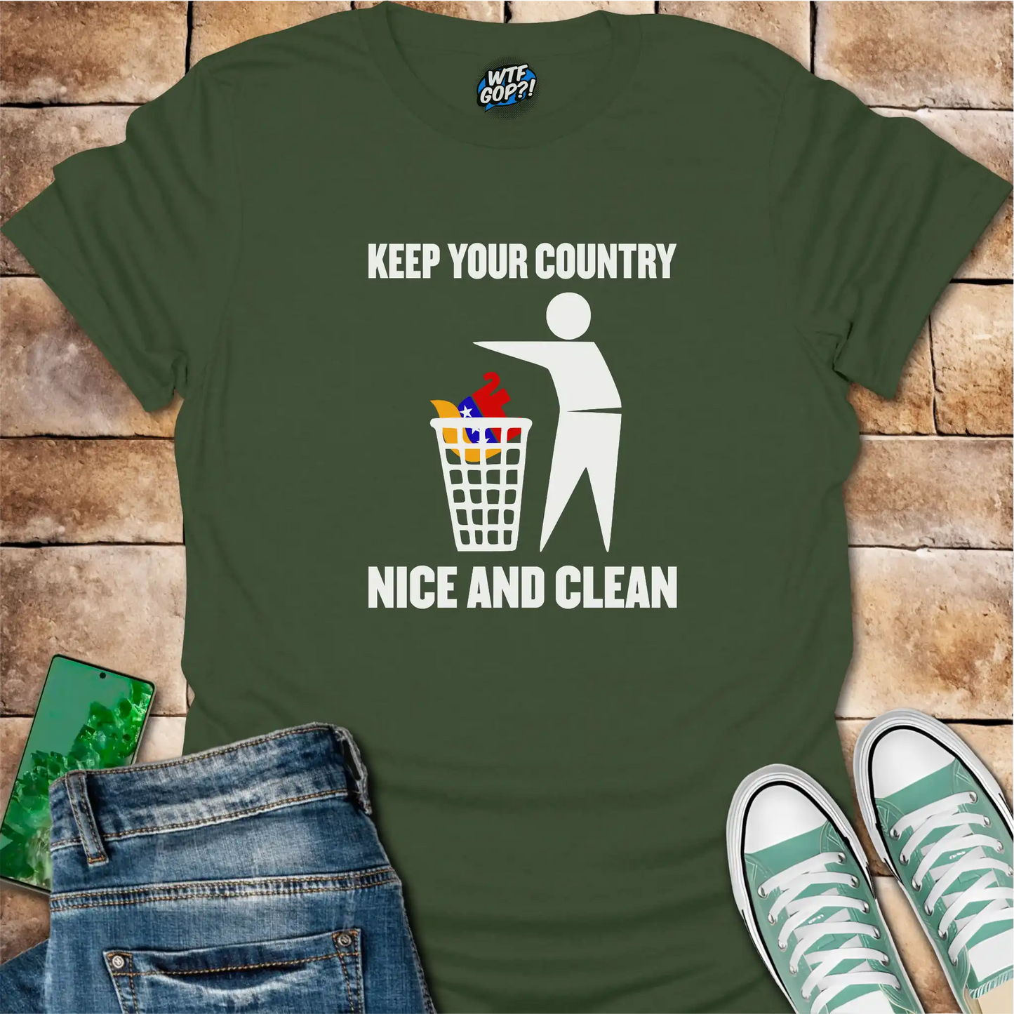 Keep Your Country Clean Shirt: Anti-Trump Political Trash Bin Design