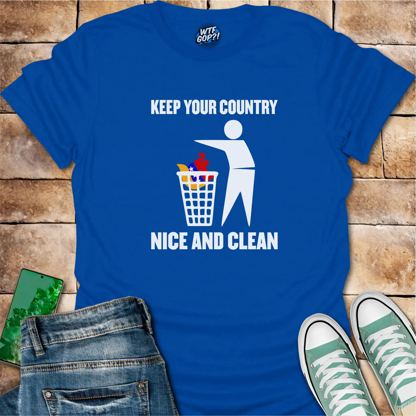 Keep Your Country Clean Shirt: Anti-Trump Political Trash Bin Design