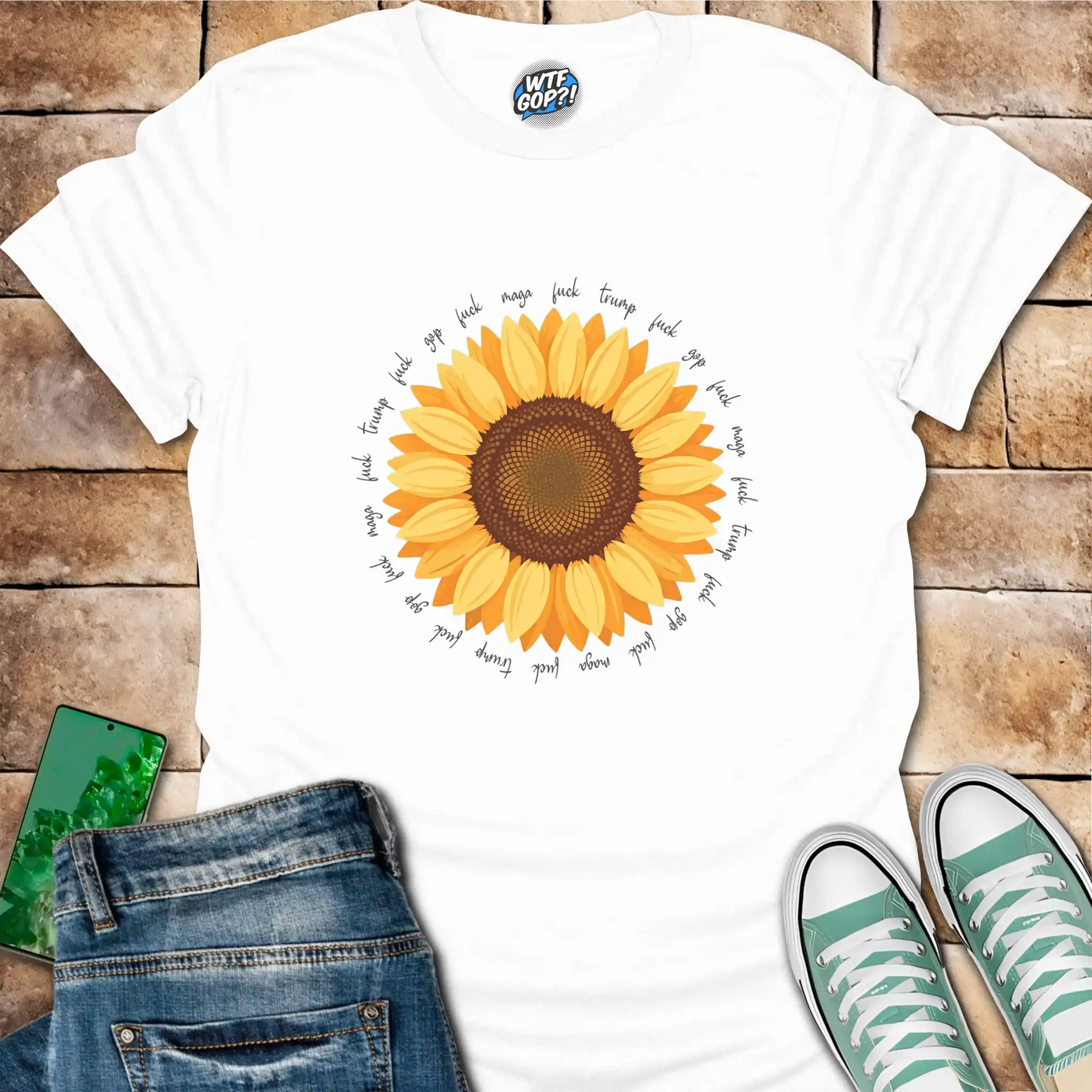 Subtle Fuck Trump Sunflower Shirt: Floral Political Statement Shirt