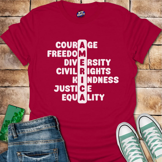 America Acronym T-Shirt - Courage, Freedom, Diversity Tee