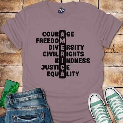 America Acronym T-Shirt - Courage, Freedom, Diversity Tee