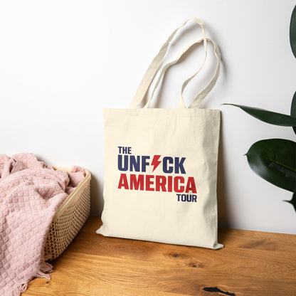 Unfuck America Tour Tote Bag - Progressive Activism Canvas Carrier