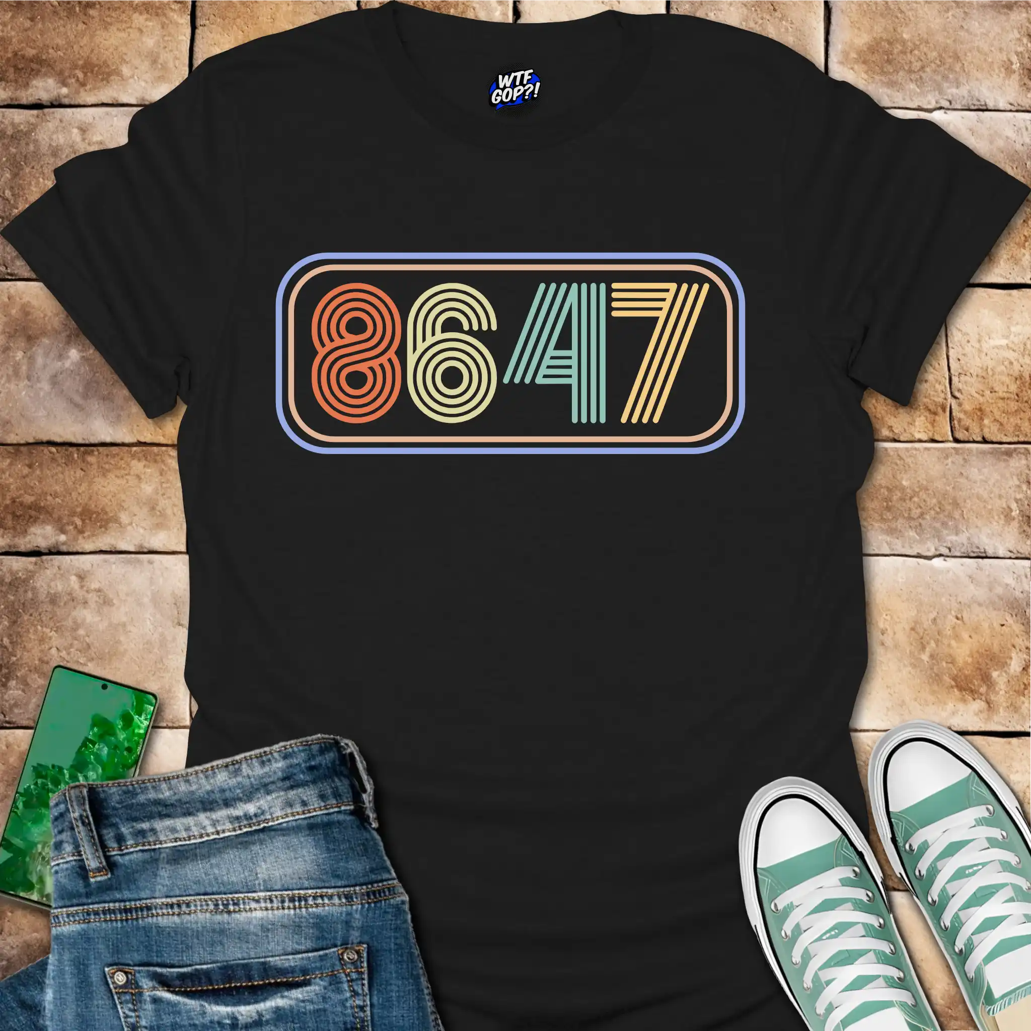 8647 Neon T-Shirt - Retro Anti-Trump, Subtle Political Tee