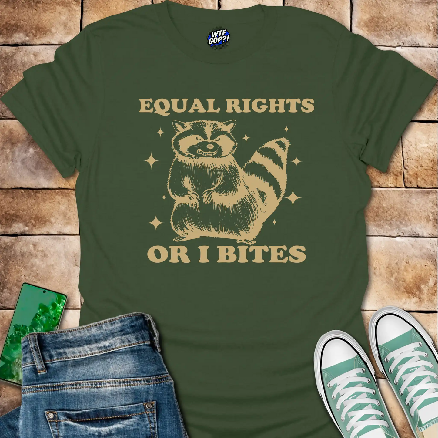 Equal Rights Or I Bites T-Shirt - Funny Activist Raccoon Tee