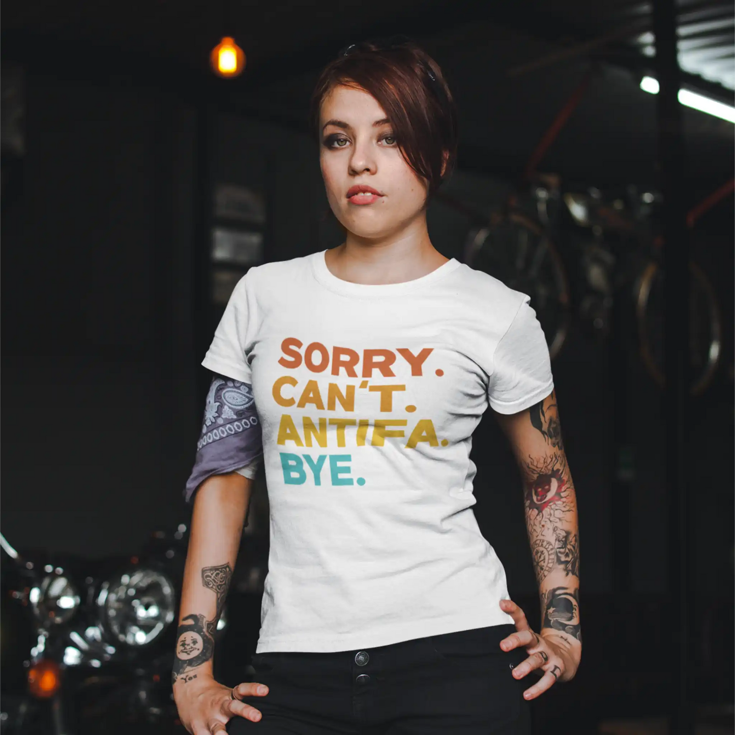 Sorry Can't Antifa Bye T-Shirt - Anti-Fascist Political Tee