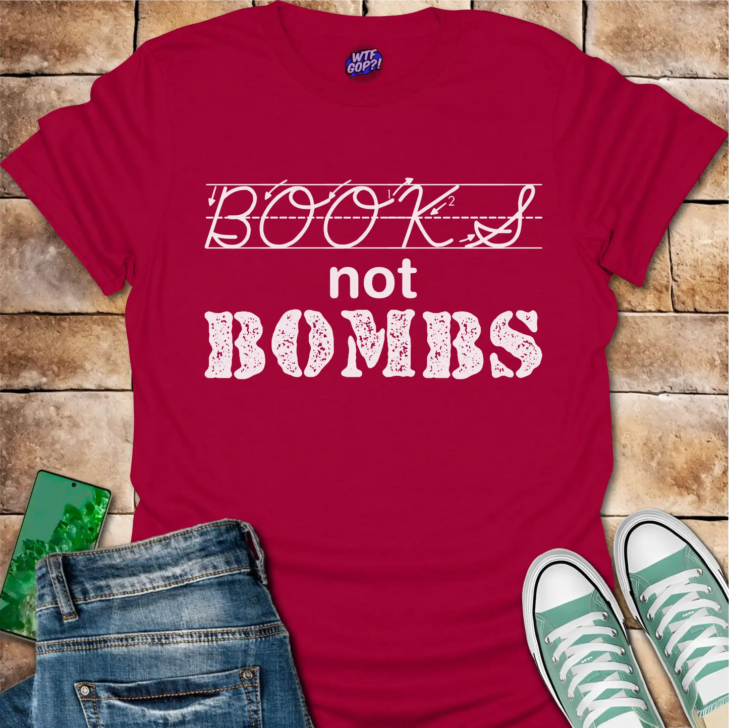 Books Not Bombs T-Shirt - Anti-War Education Shirt