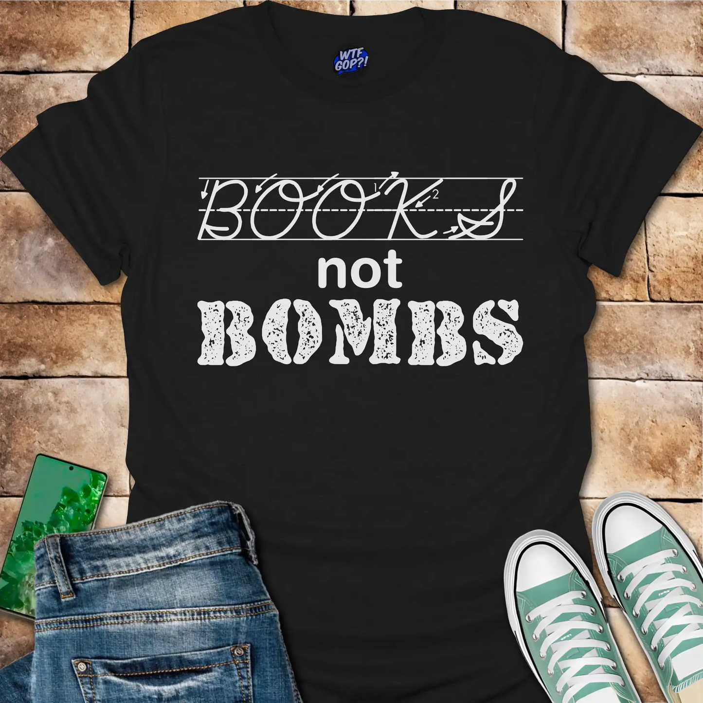 Books Not Bombs T-Shirt - Anti-War Education Shirt