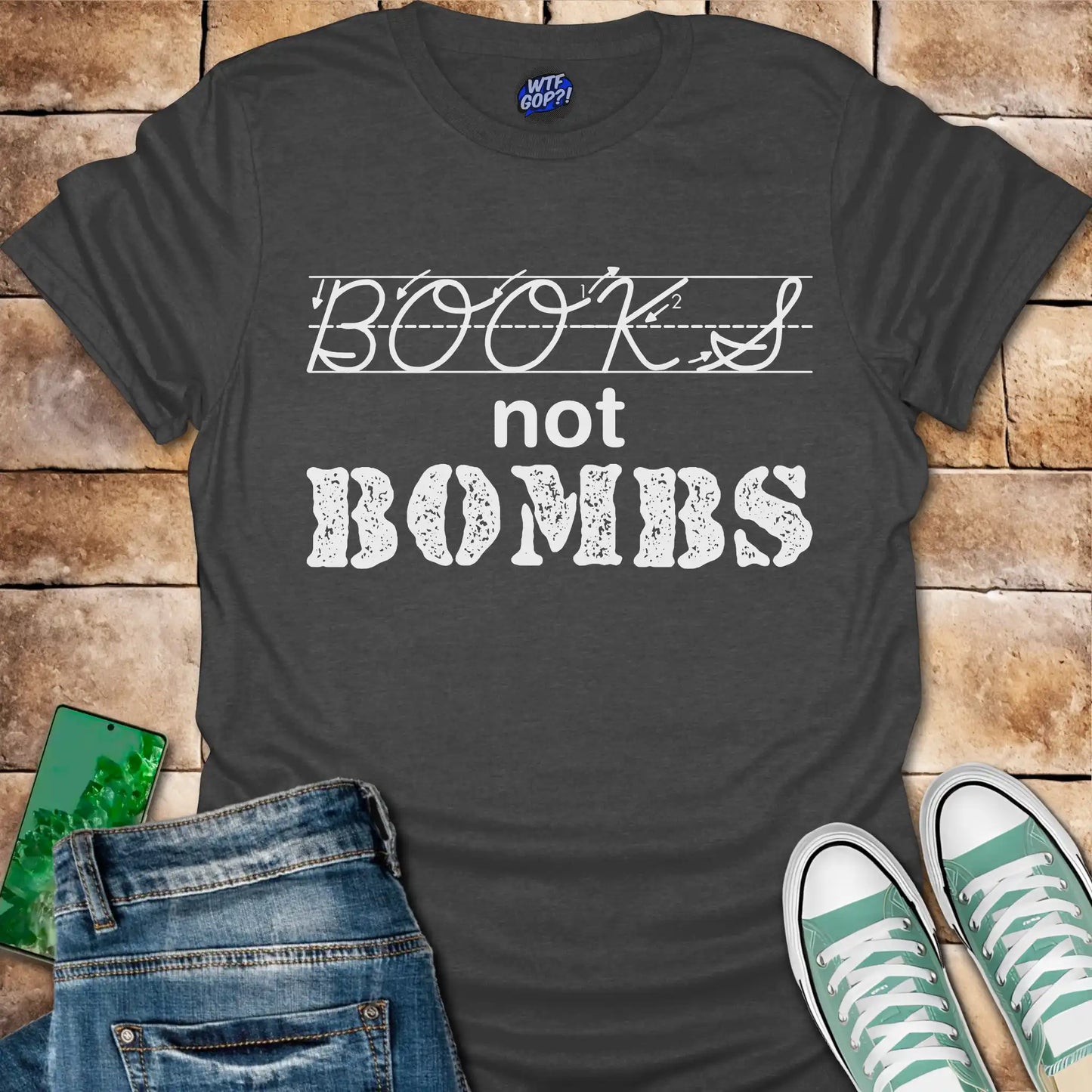 Books Not Bombs T-Shirt - Anti-War Education Shirt