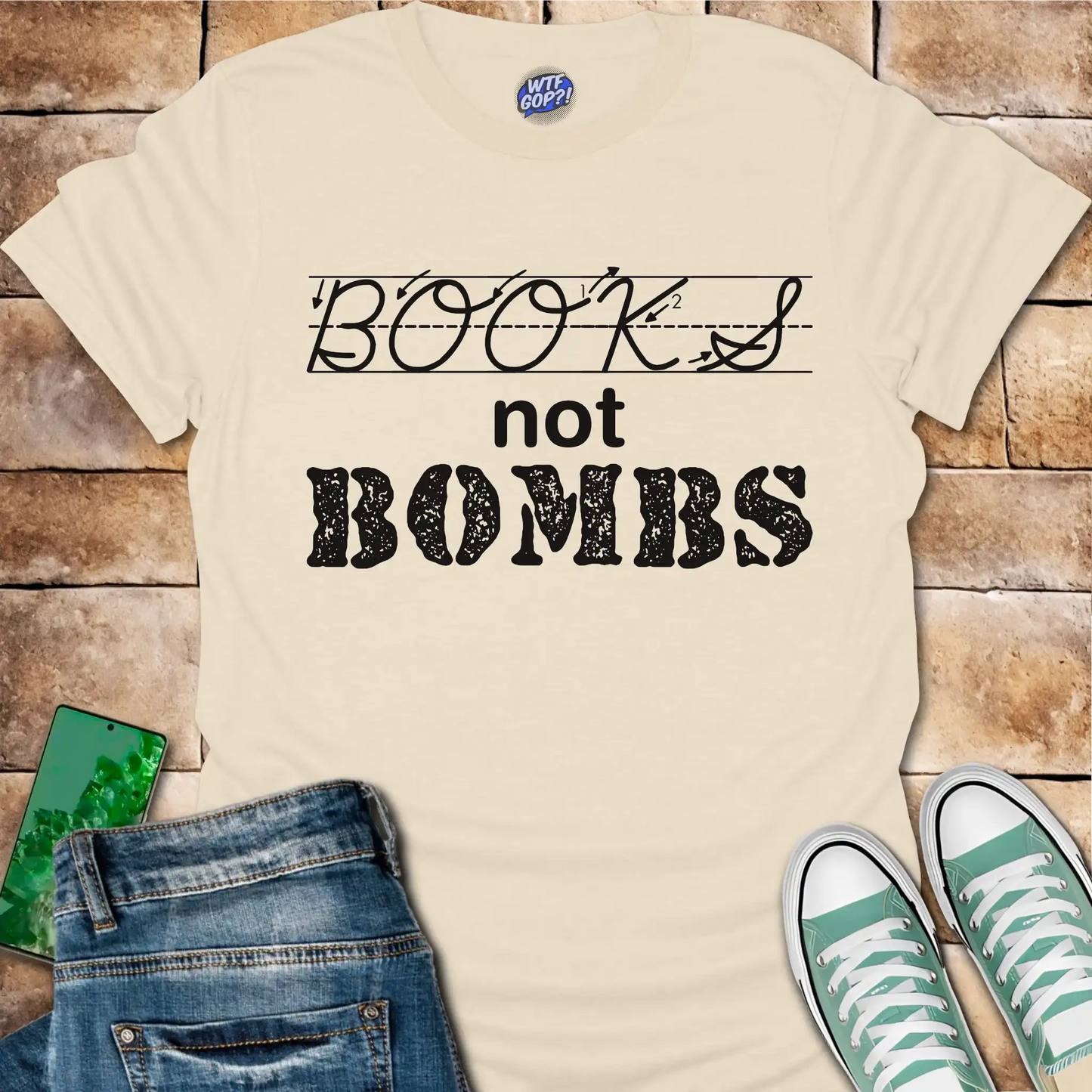 Books Not Bombs T-Shirt - Anti-War Education Shirt