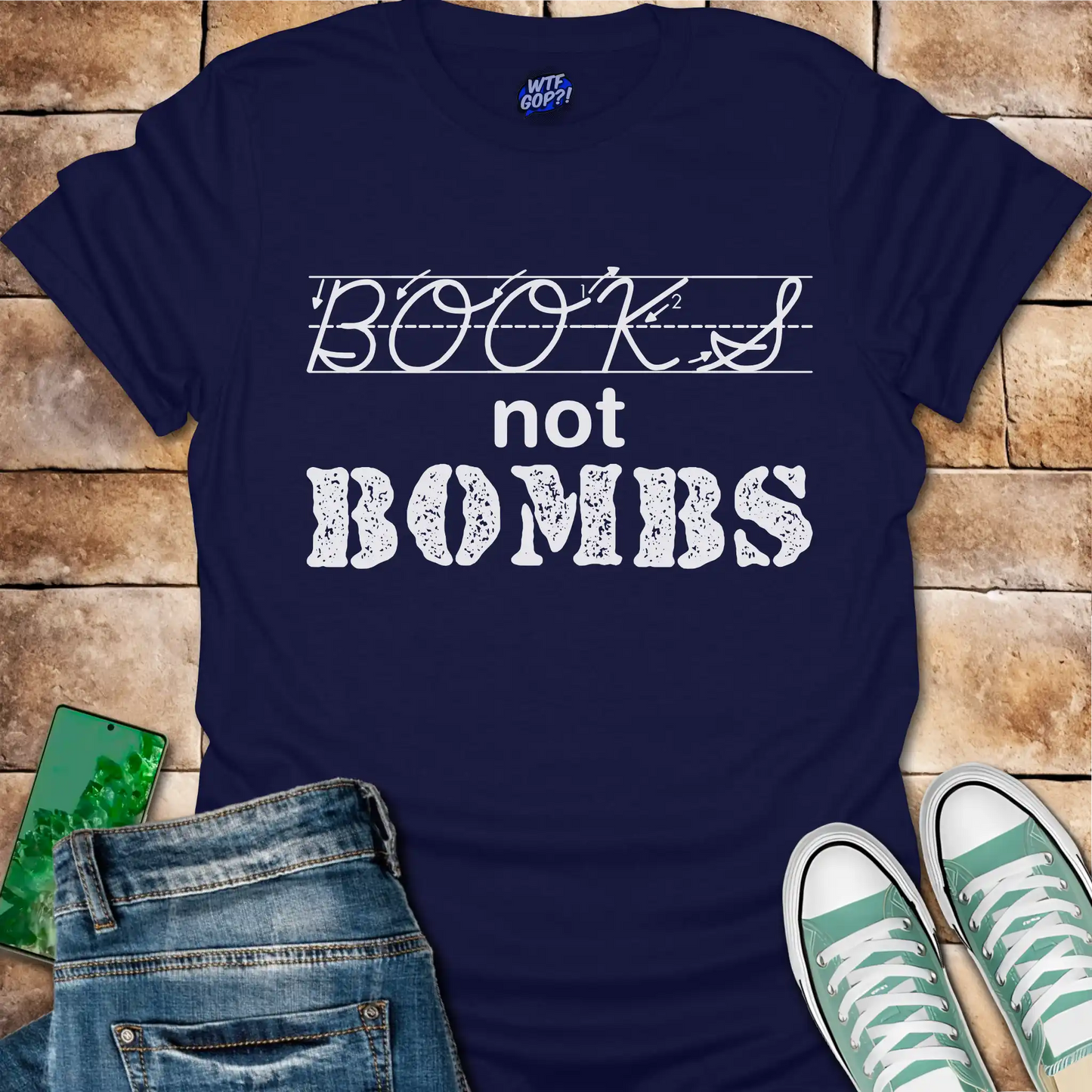 Books Not Bombs T-Shirt - Anti-War Education Shirt