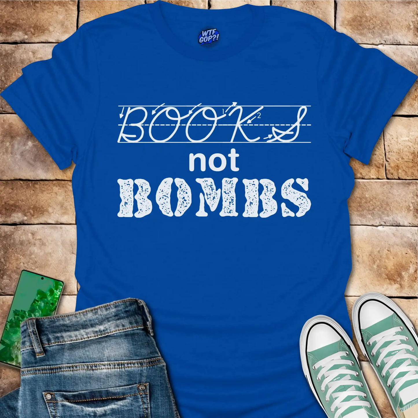 Books Not Bombs T-Shirt - Anti-War Education Shirt