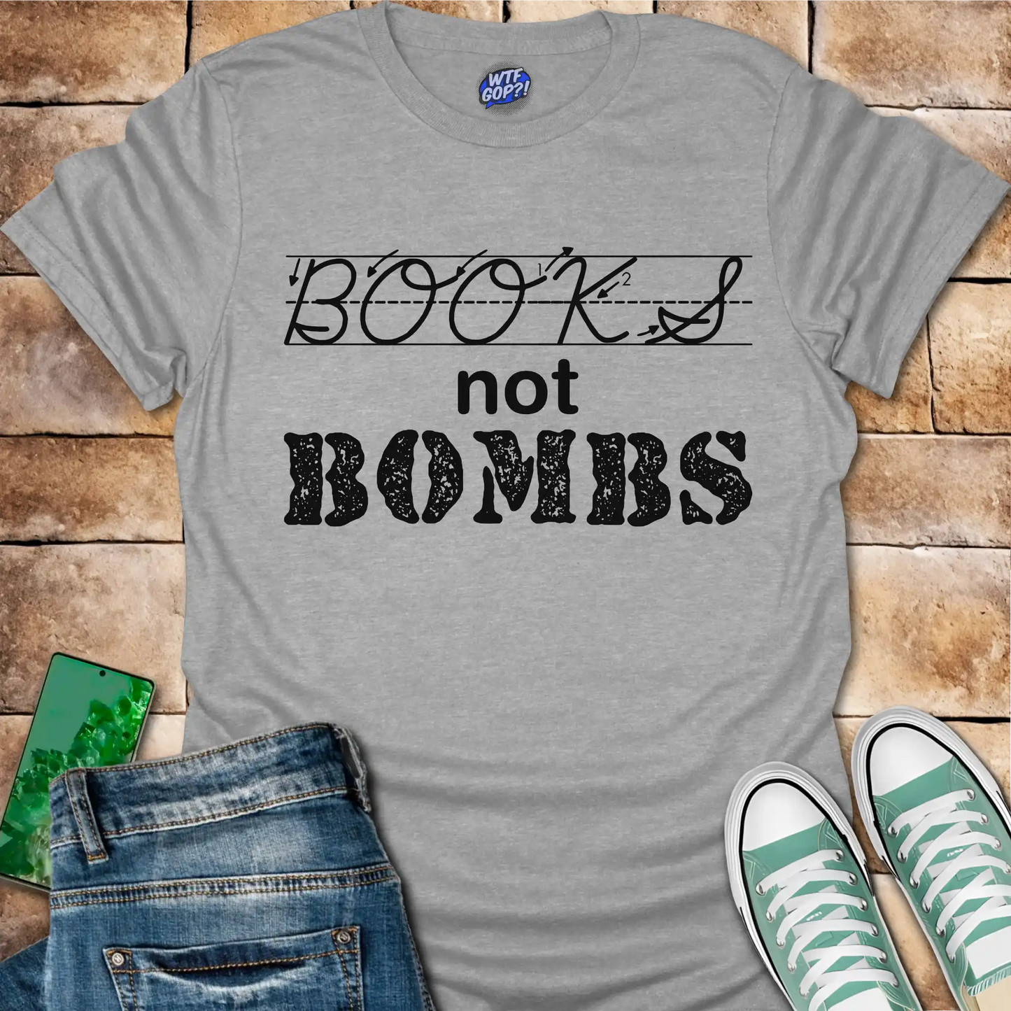 Books Not Bombs T-Shirt - Anti-War Education Shirt