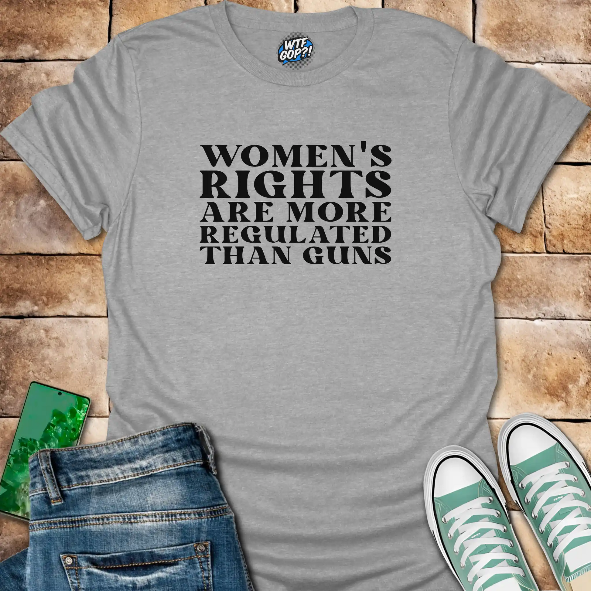 Sport Grey Women More Regulated Than Guns t-shirt with bold political statement text
