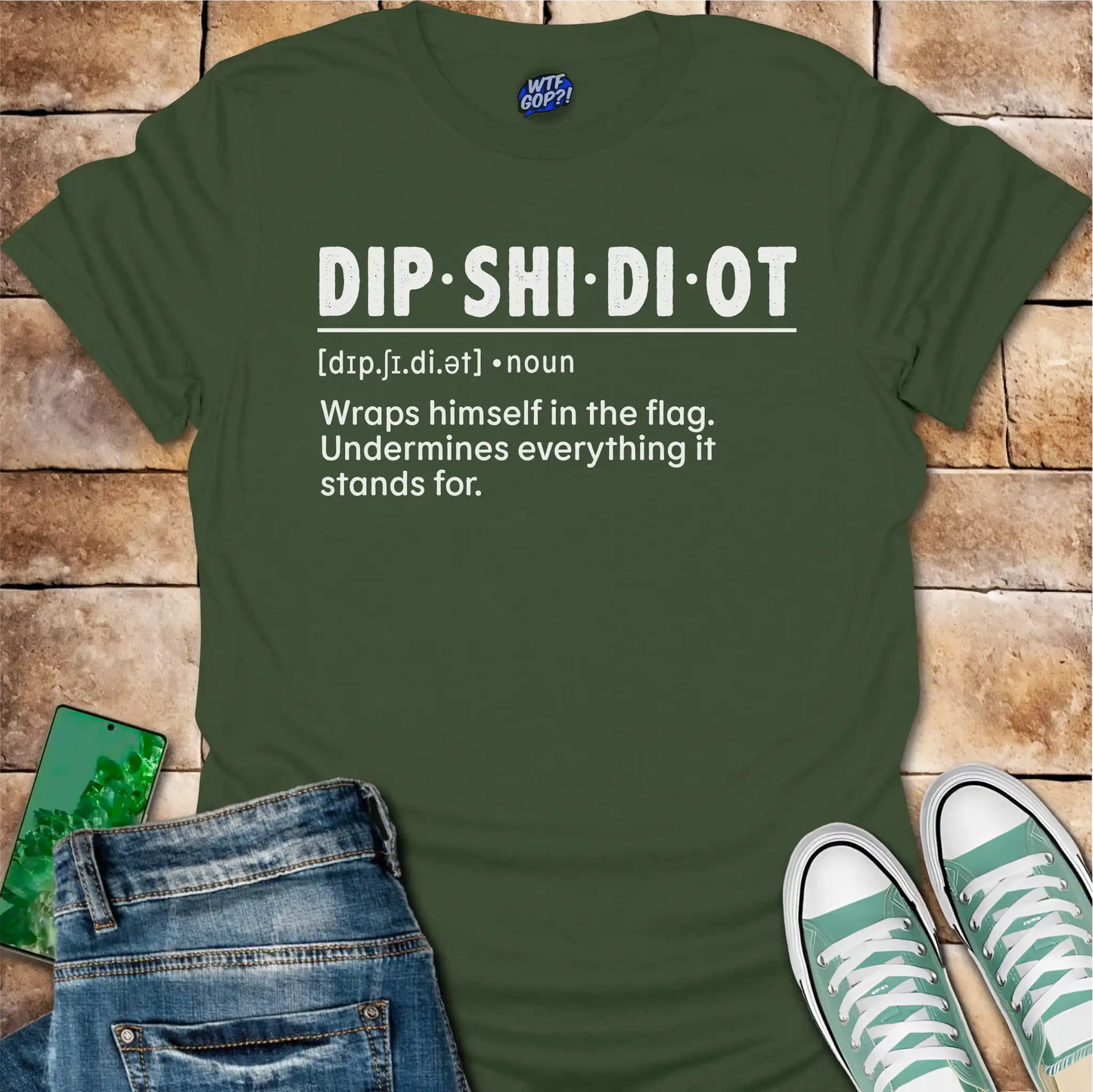 Fake Patriot Shirt - Dipshidiot Definition Anti Hypocrisy Statement Tee