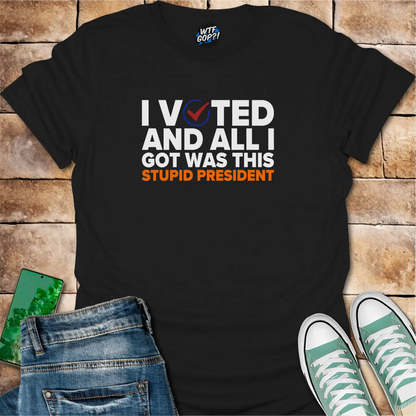 Black I Voted And All I Got Was This Stupid President t-shirt with voting checkmark design