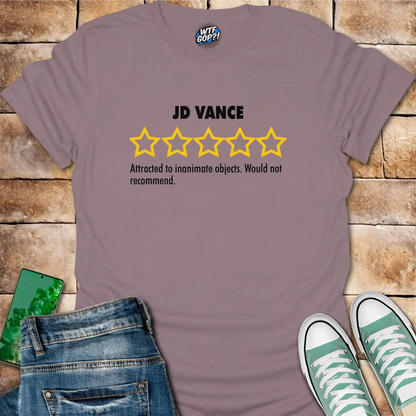 Paragon JD Vance Weird t-shirt with yellow five-star rating design