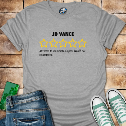 Sport Grey JD Vance Weird t-shirt with yellow five-star rating design