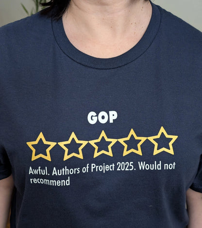 GOP Review T-Shirt: Zero Stars Political Satire Republican Rating Tee