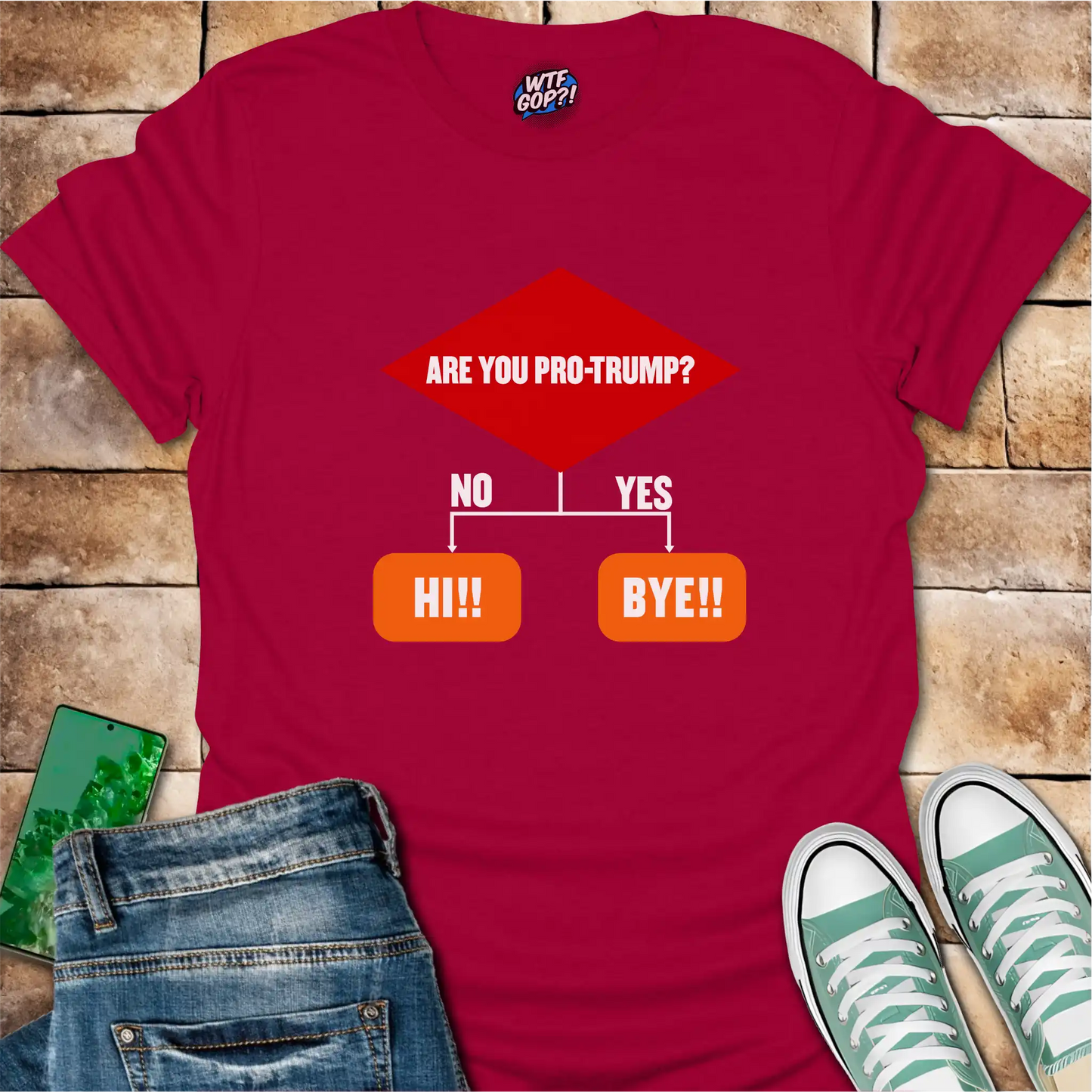 Anti-Trump Flowchart Shirt: Are You Pro-Trump? Simple Decision Tee